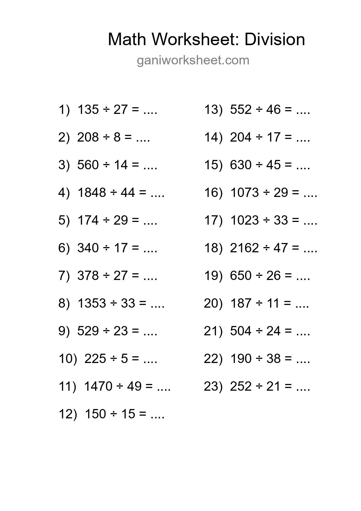 Free 23 Division Math Worksheet For Grade 2 With Answers - Part 1894