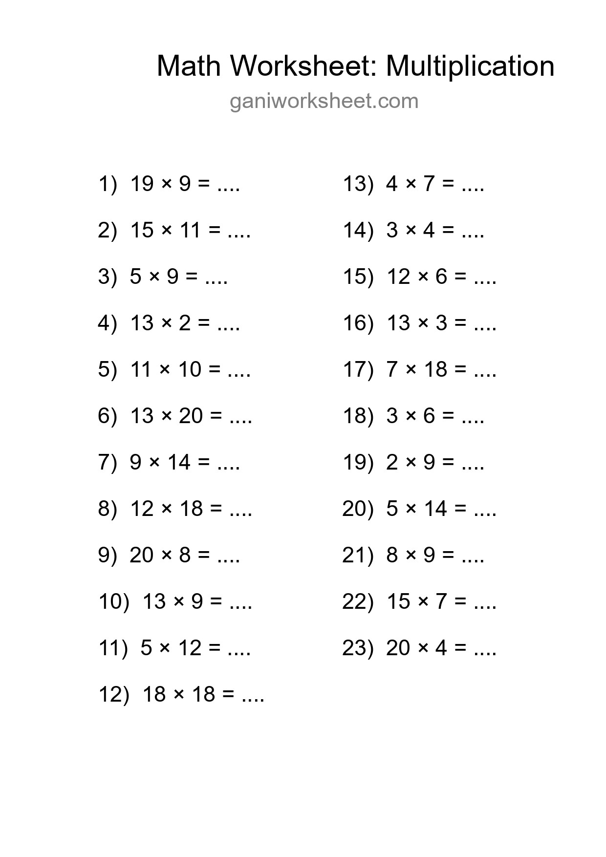 Free 23 Multiplication Math Worksheet For Grade 2 With Answers - Part 1427