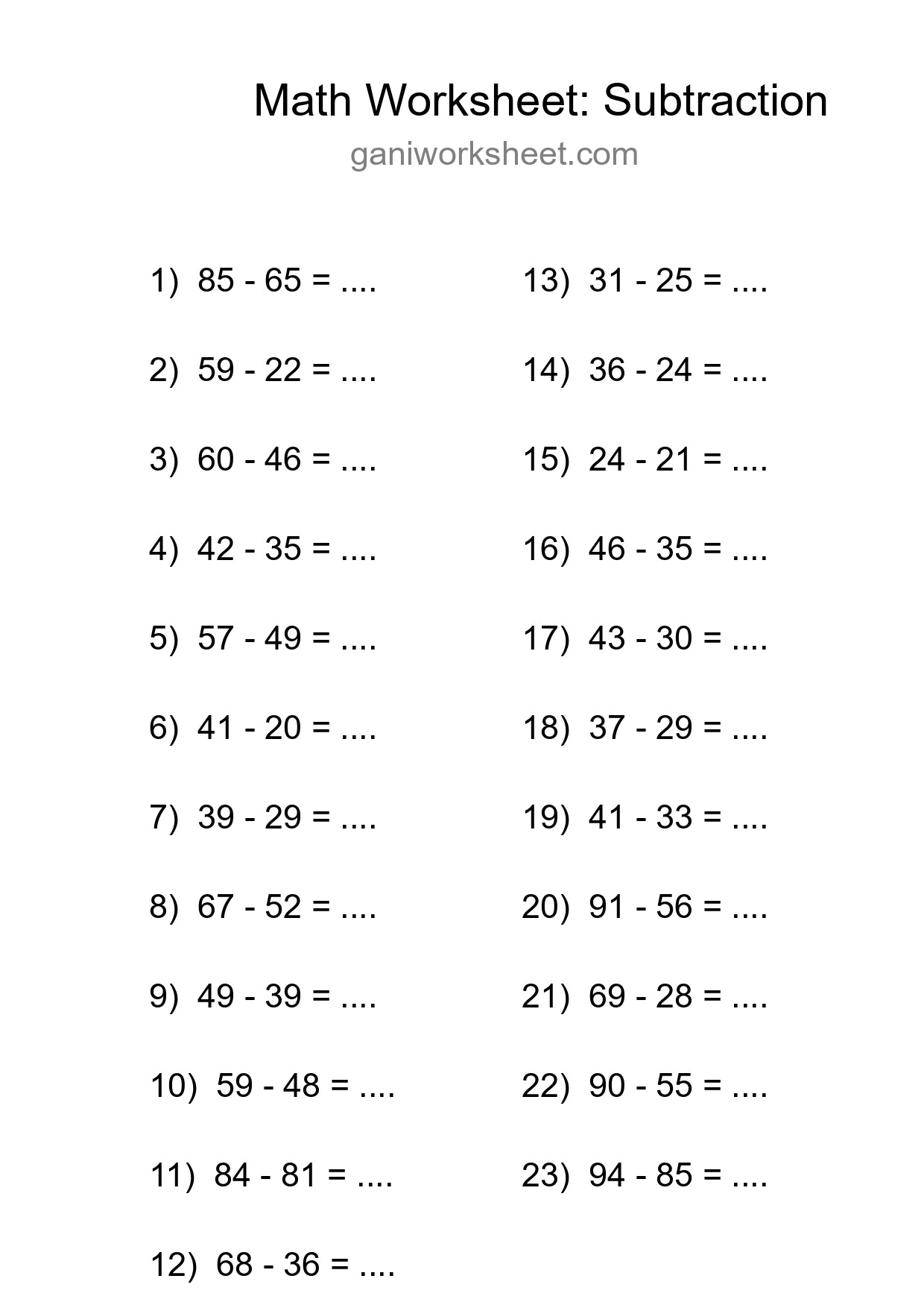 Free 23 Subtraction Math Worksheet For Grade 3 - Part 338