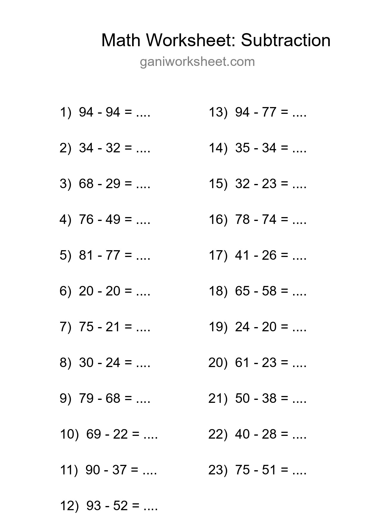 Free 23 Subtraction Math Worksheet For Grade 3 - Part 768