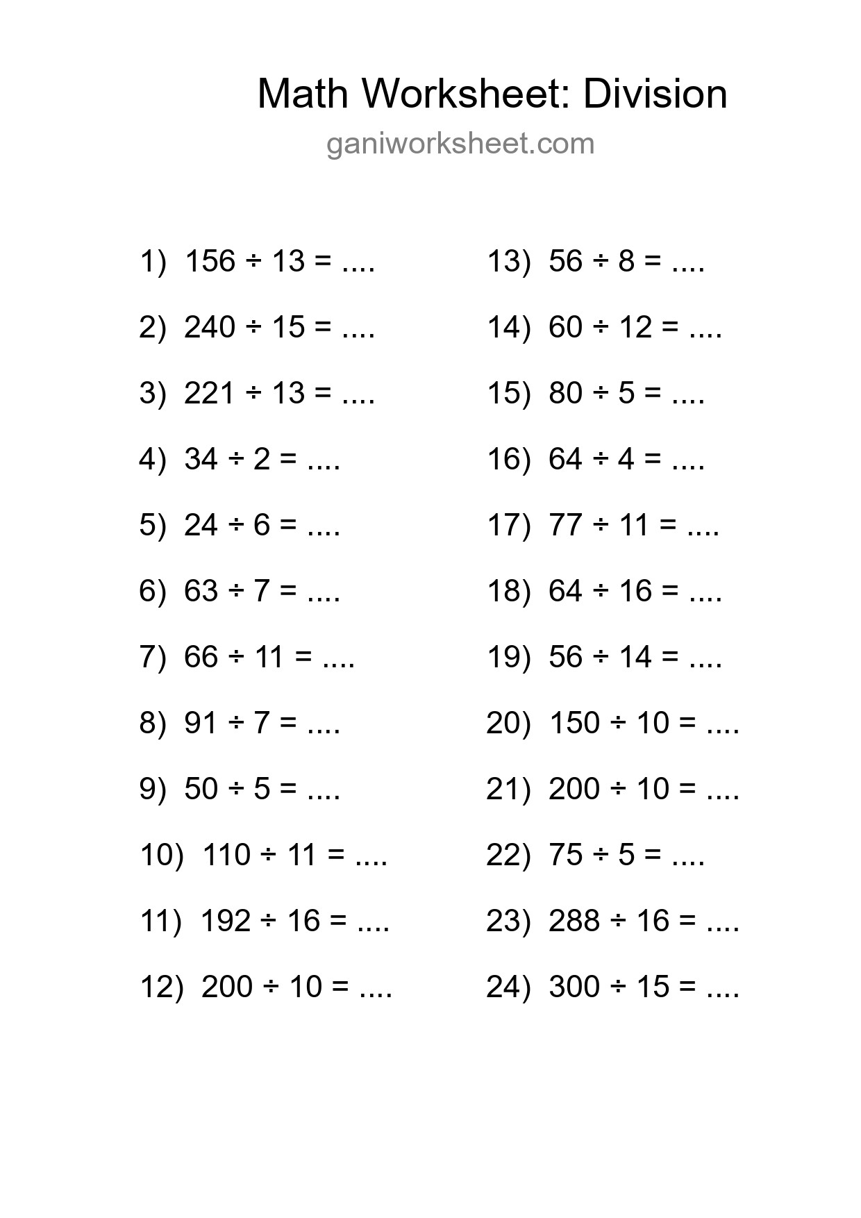 Free 24 Division Math Worksheet For Grade 2 With Answers - Part 1844