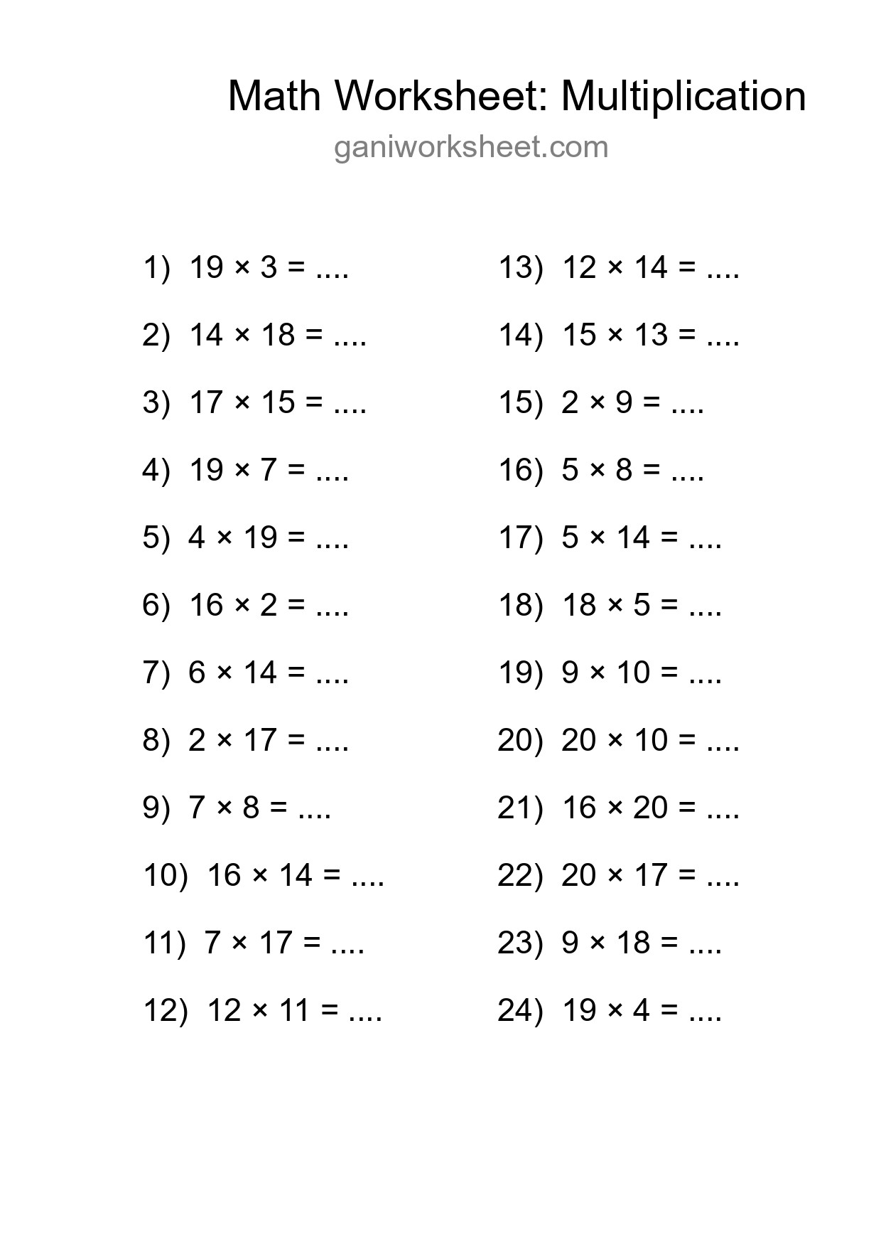 Free 24 Multiplication Math Worksheet For Grade 2 - Part 1637
