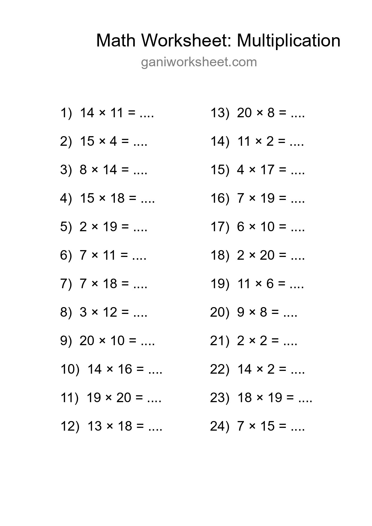 Free 24 Multiplication Math Worksheet For Grade 2 With Answers - Part 767