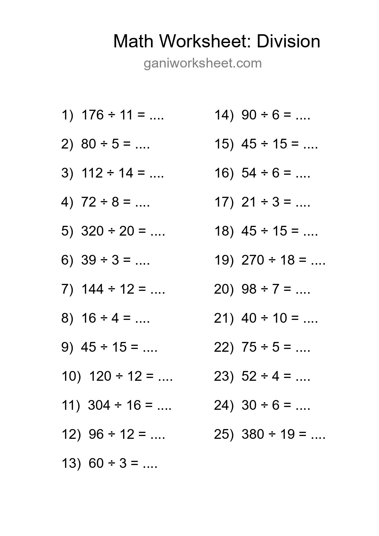 Free 25 Division Math Worksheet For Grade 2 - Part 1814