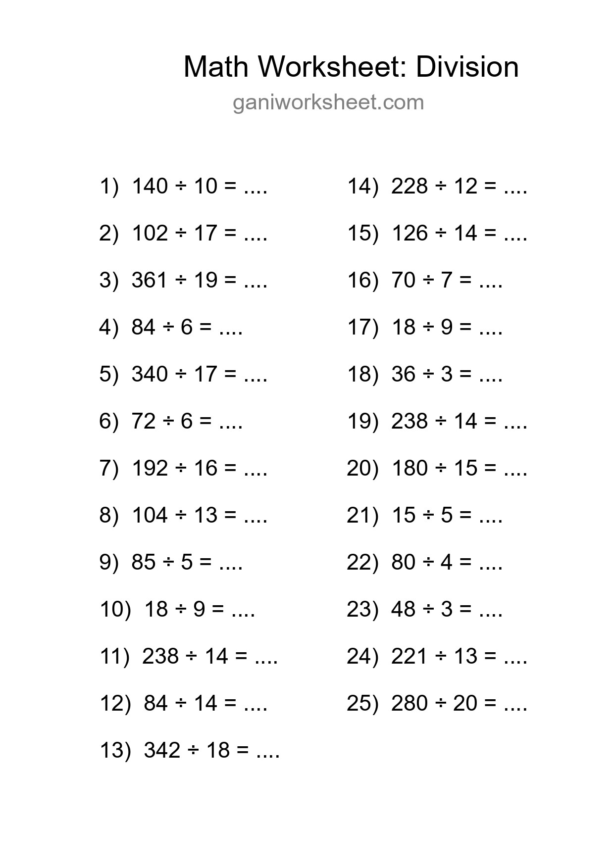 Free 25 Division Math Worksheet For Grade 2 With Answers - Part 474