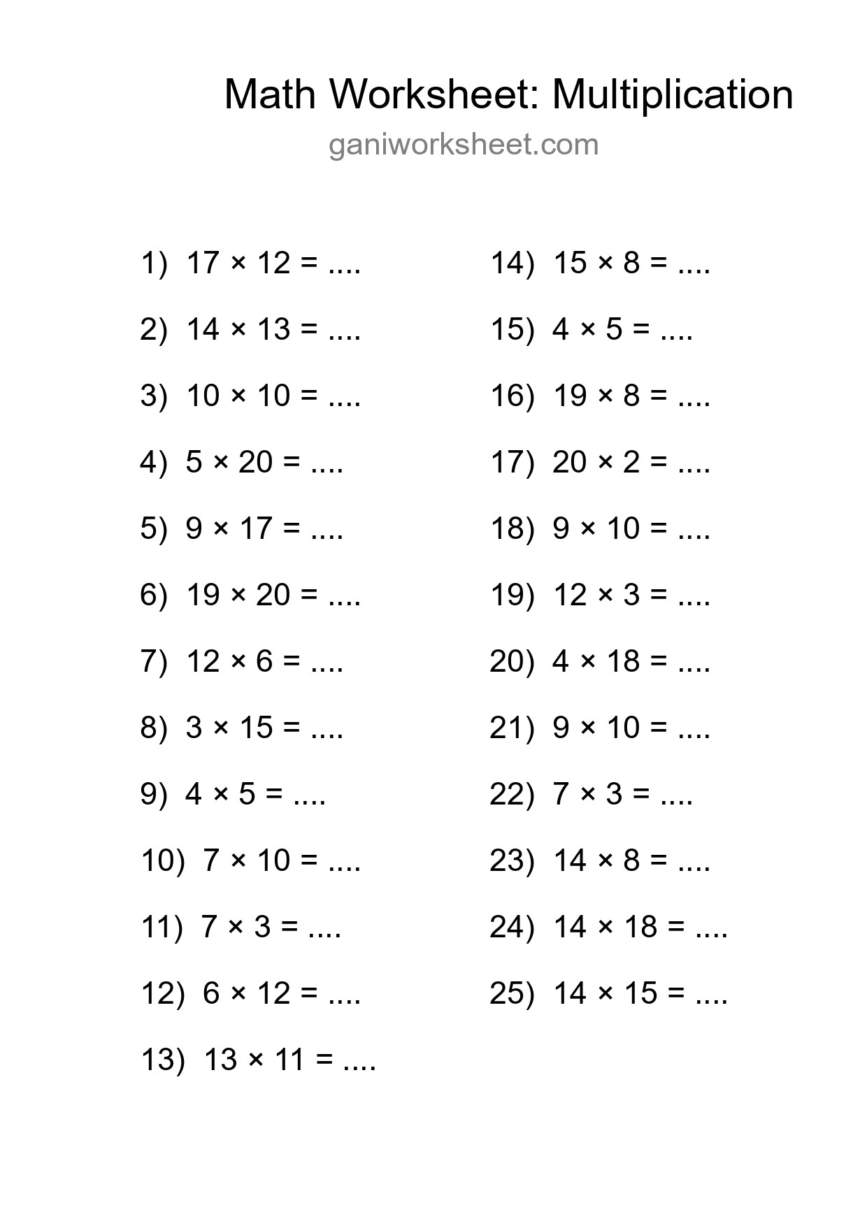 Free 25 Multiplication Math Worksheet For Grade 2 - Part 1327