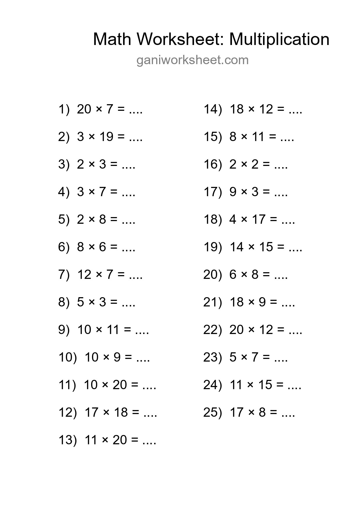 Free 25 Multiplication Math Worksheet For Grade 2 With Answers - Part 197