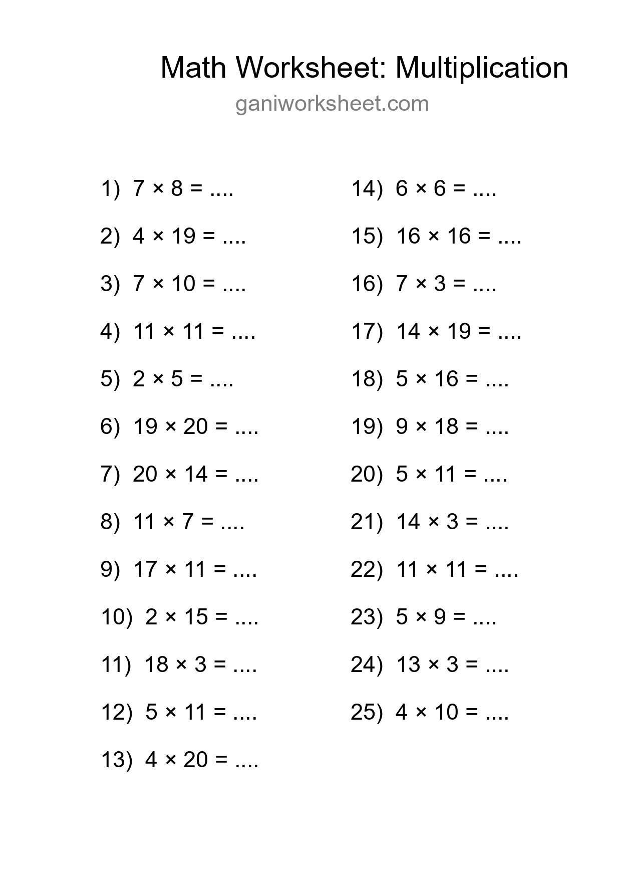 Free 25 Multiplication Math Worksheet For Grade 2 With Answers - Part 827