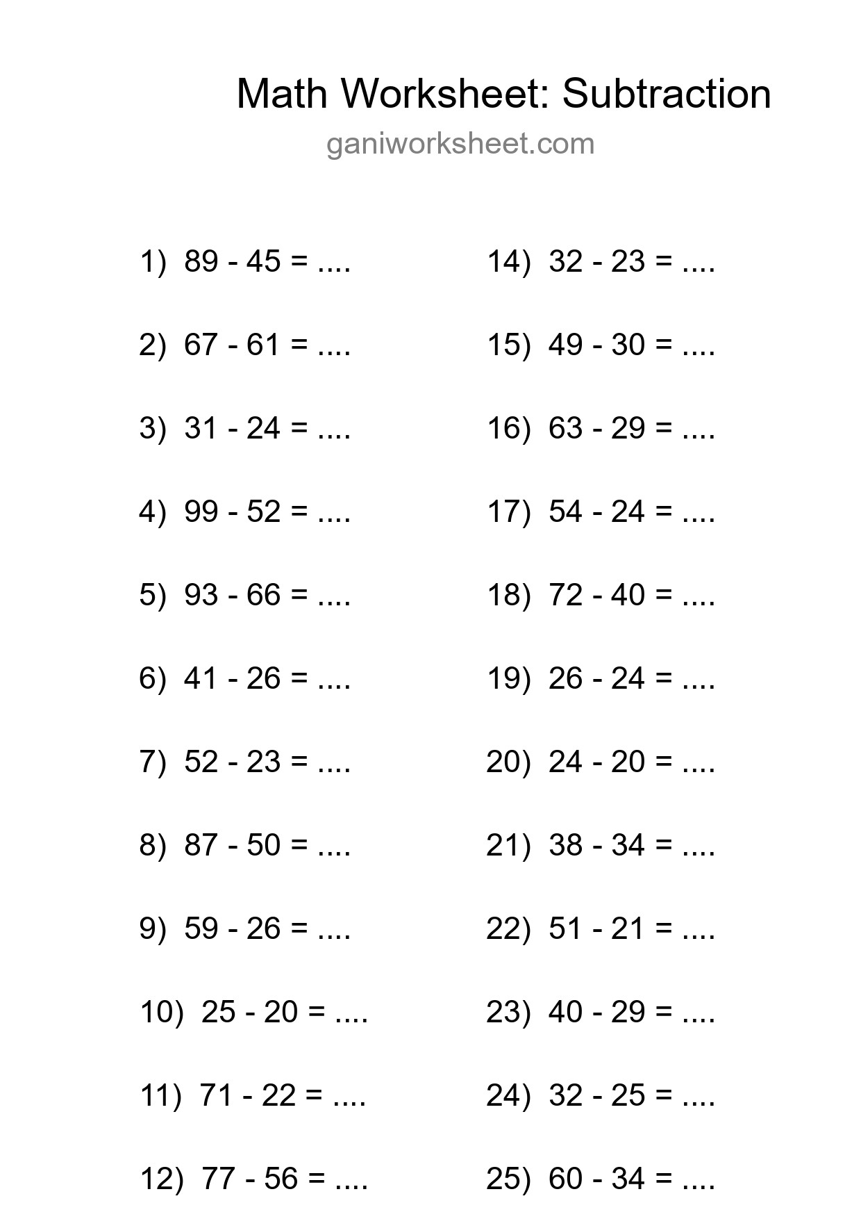 Free 25 Subtraction Math Worksheet For Grade 3 - Part 1628