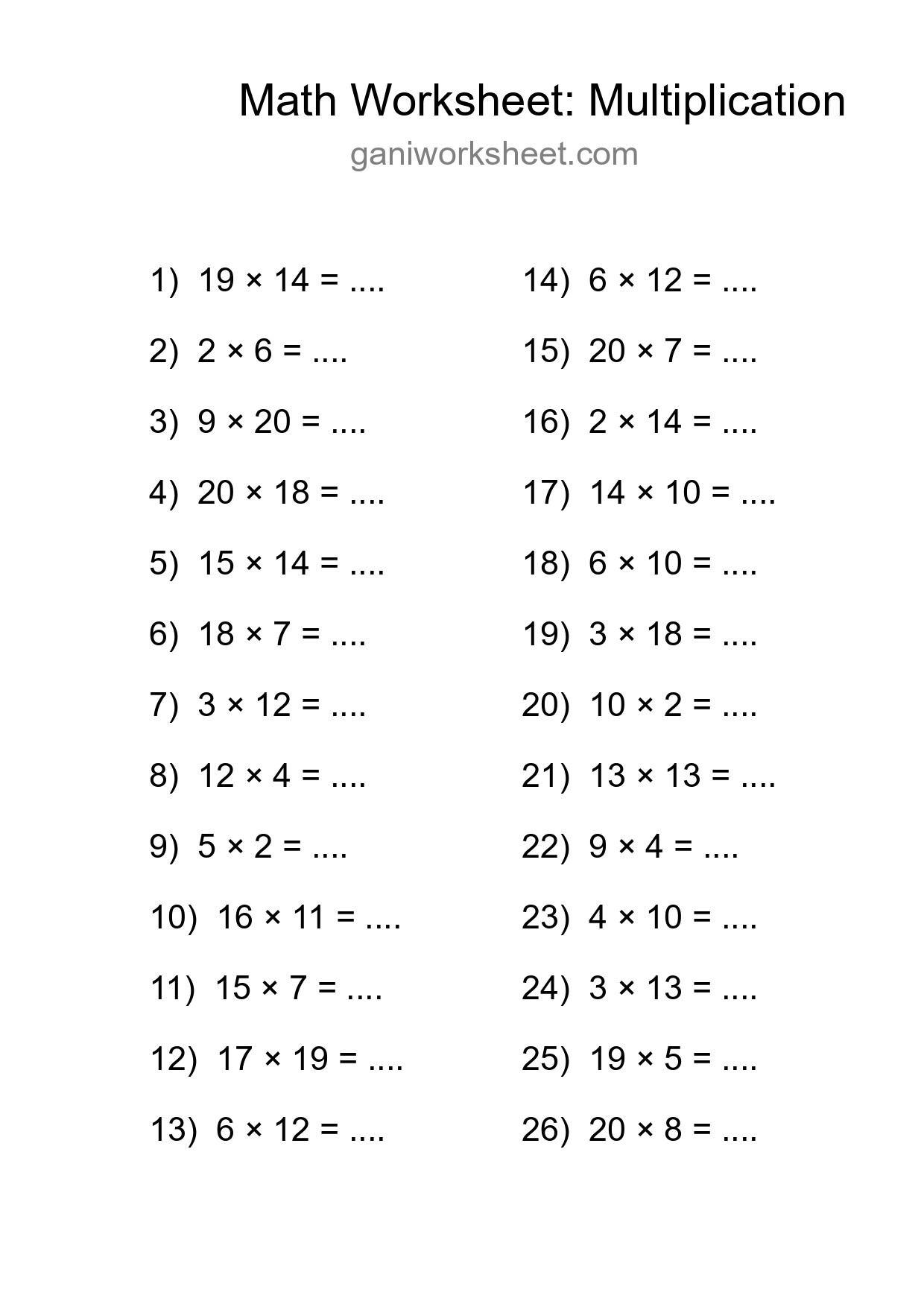 Free 26 Multiplication Math Worksheet For Grade 2 With Answers - Part 367