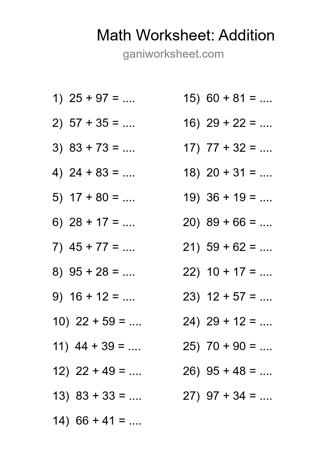 Free 27 Addition Math Worksheet For Grade 3 - Part 761