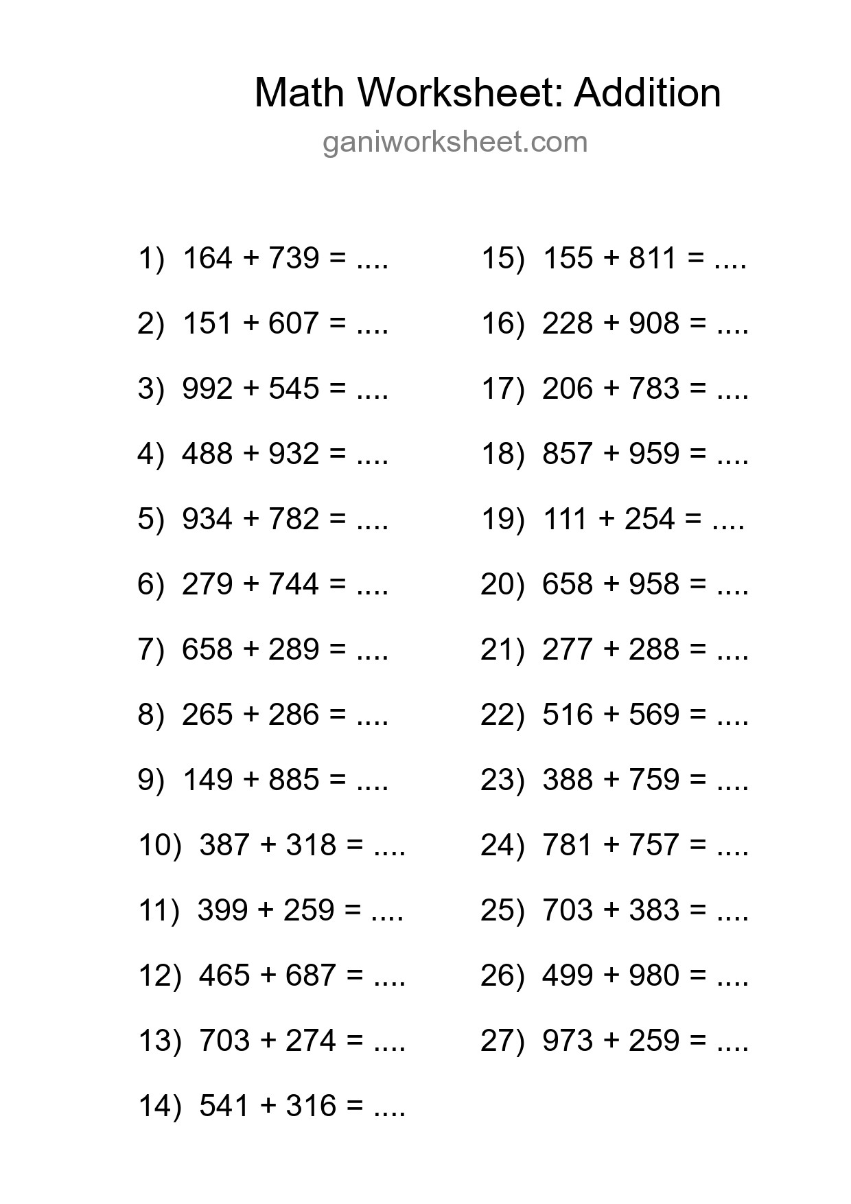 Free 27 Addition Math Worksheet For Grade 5 With Answers - Part 861