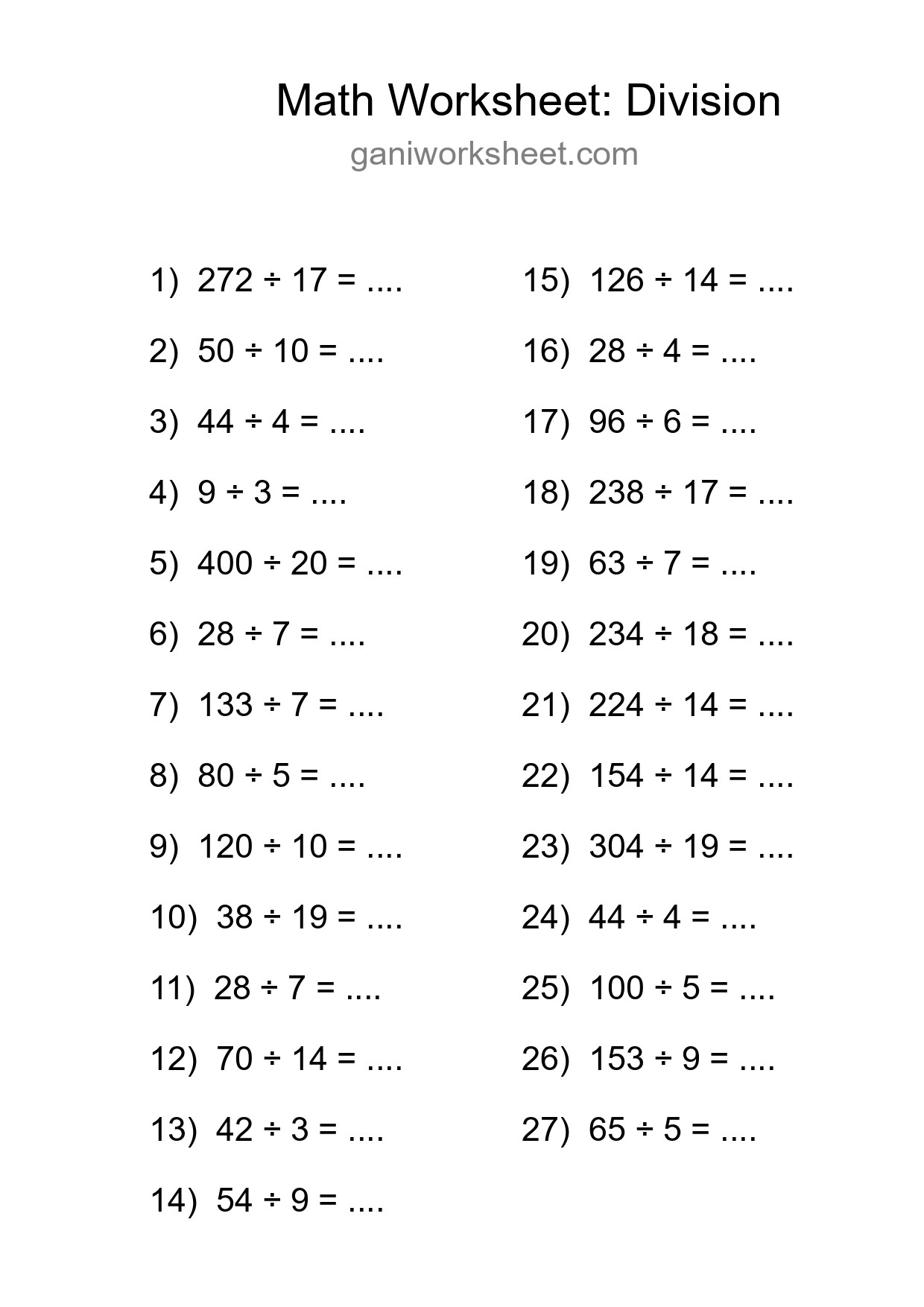 Free 27 Division Math Worksheet For Grade 2 - Part 724