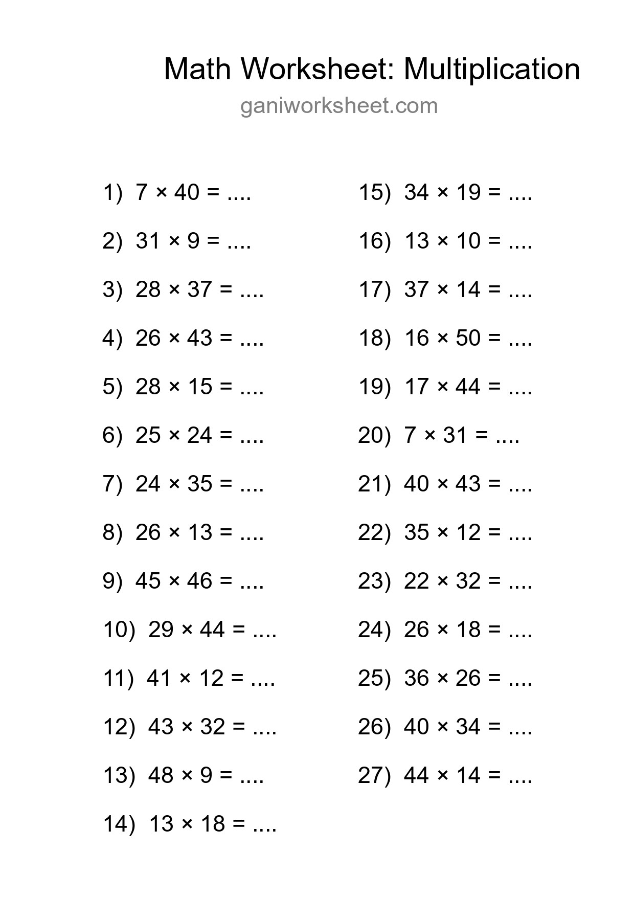 Free 27 Multiplication Math Worksheet For Grade 2 - Part 617