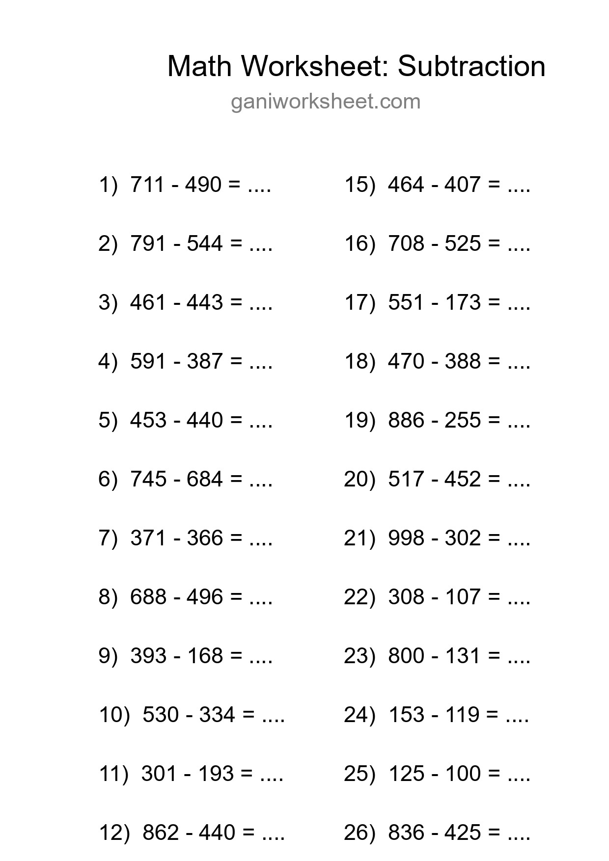 Free 27 Subtraction Math Worksheet For Grade 5 - Part 1998