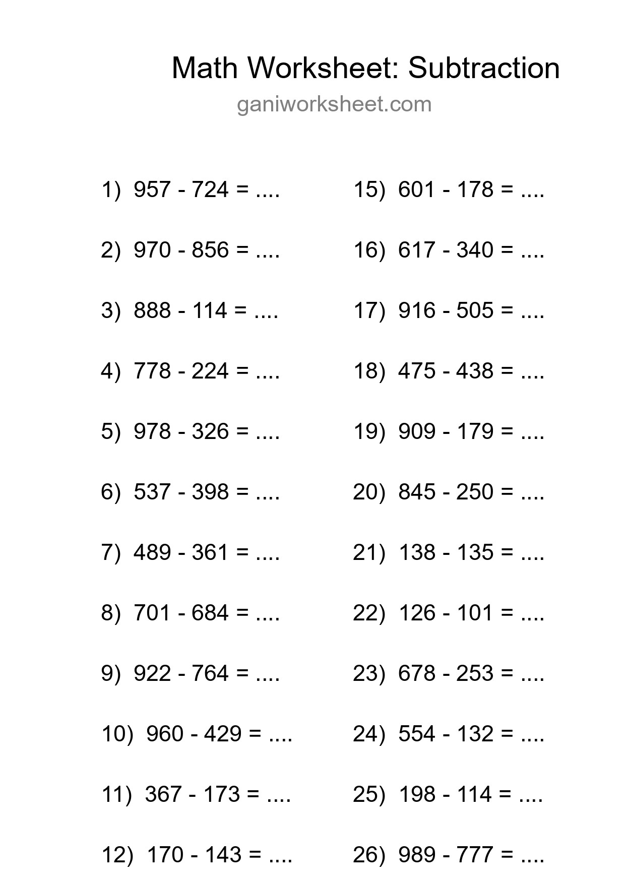 Free 27 Subtraction Math Worksheet For Grade 5 With Answers - Part 1748