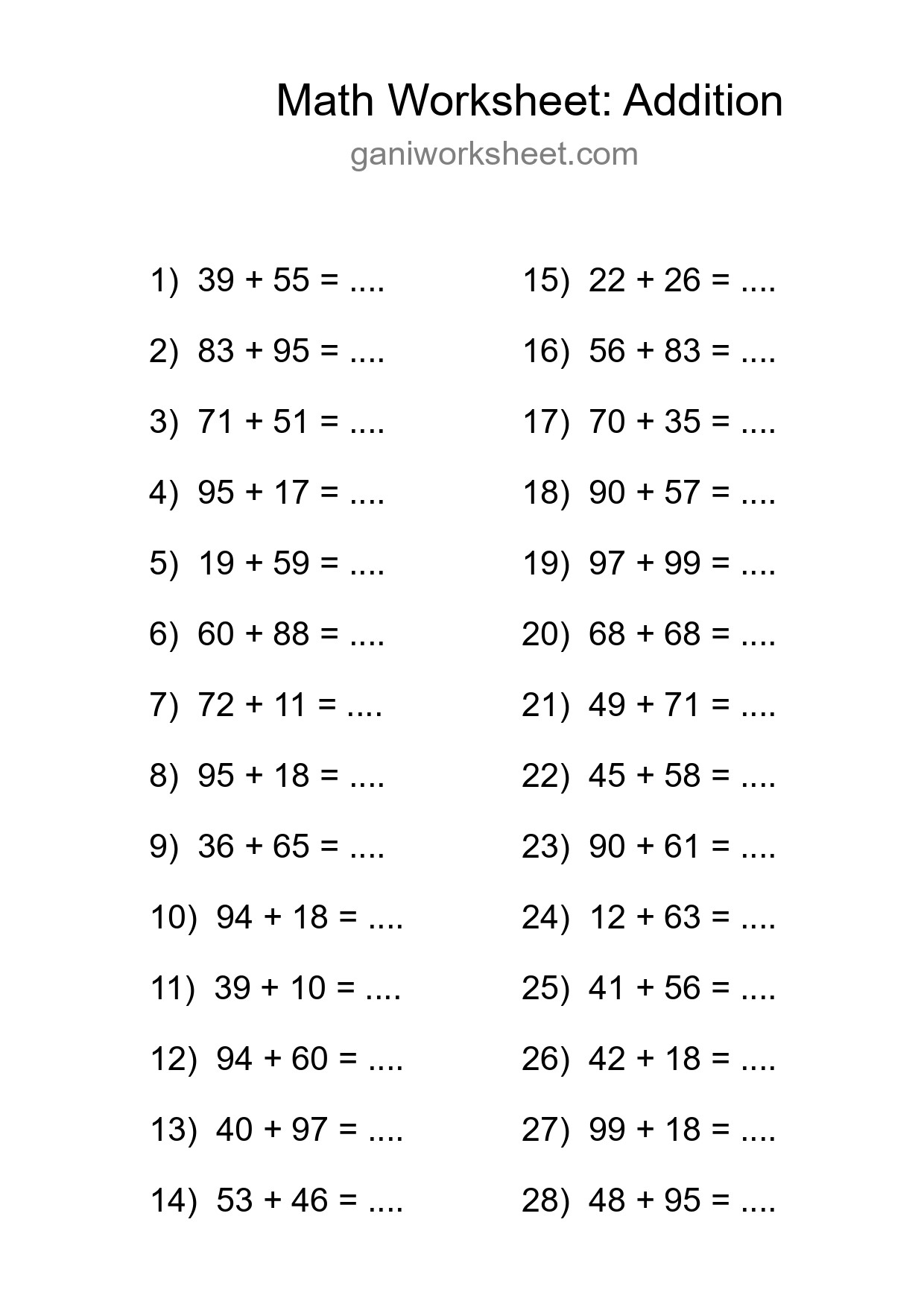 Free 28 Addition Math Worksheet For Grade 3 With Answers - Part 1621