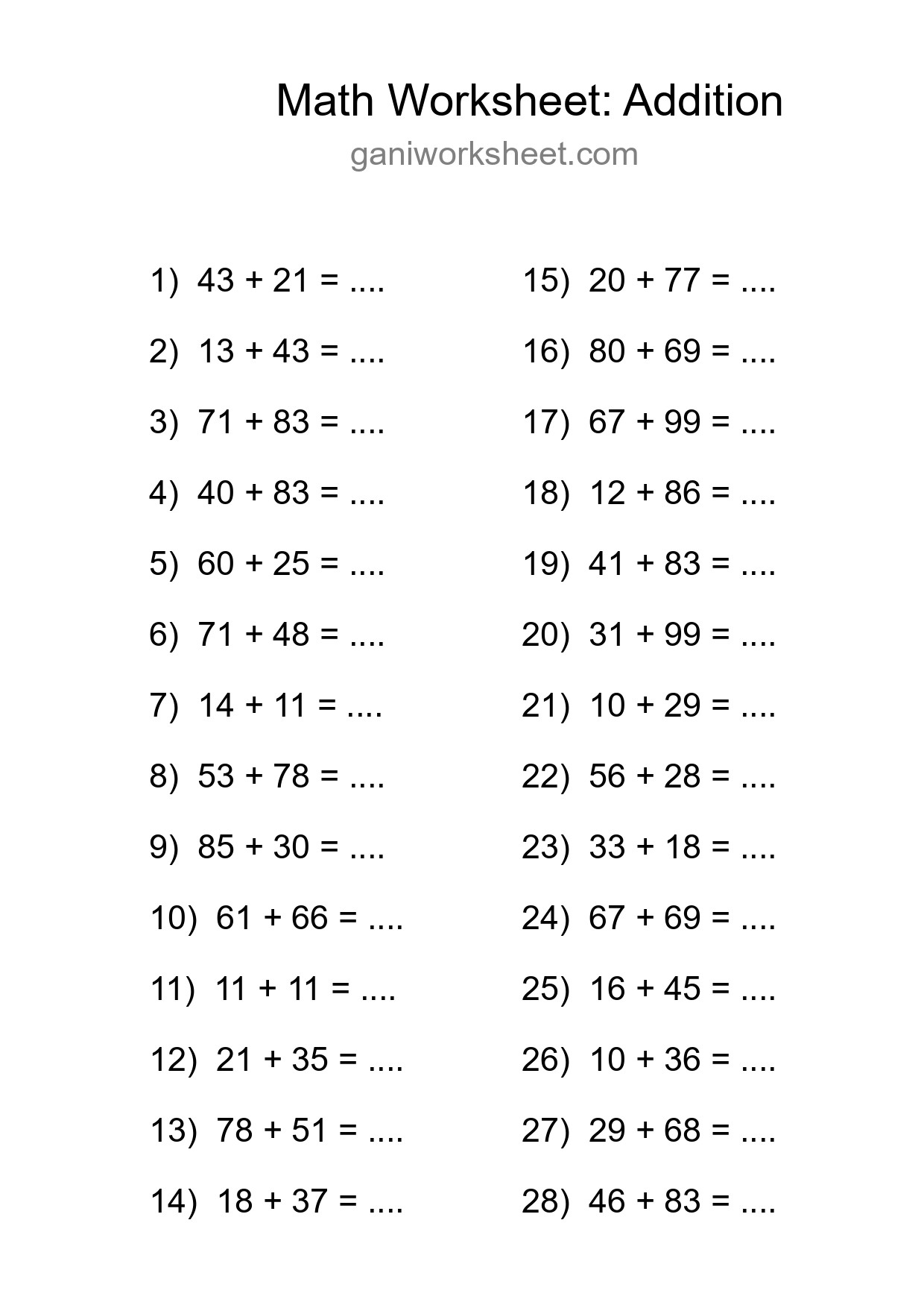 Free 28 Addition Math Worksheet For Grade 3 With Answers - Part 181