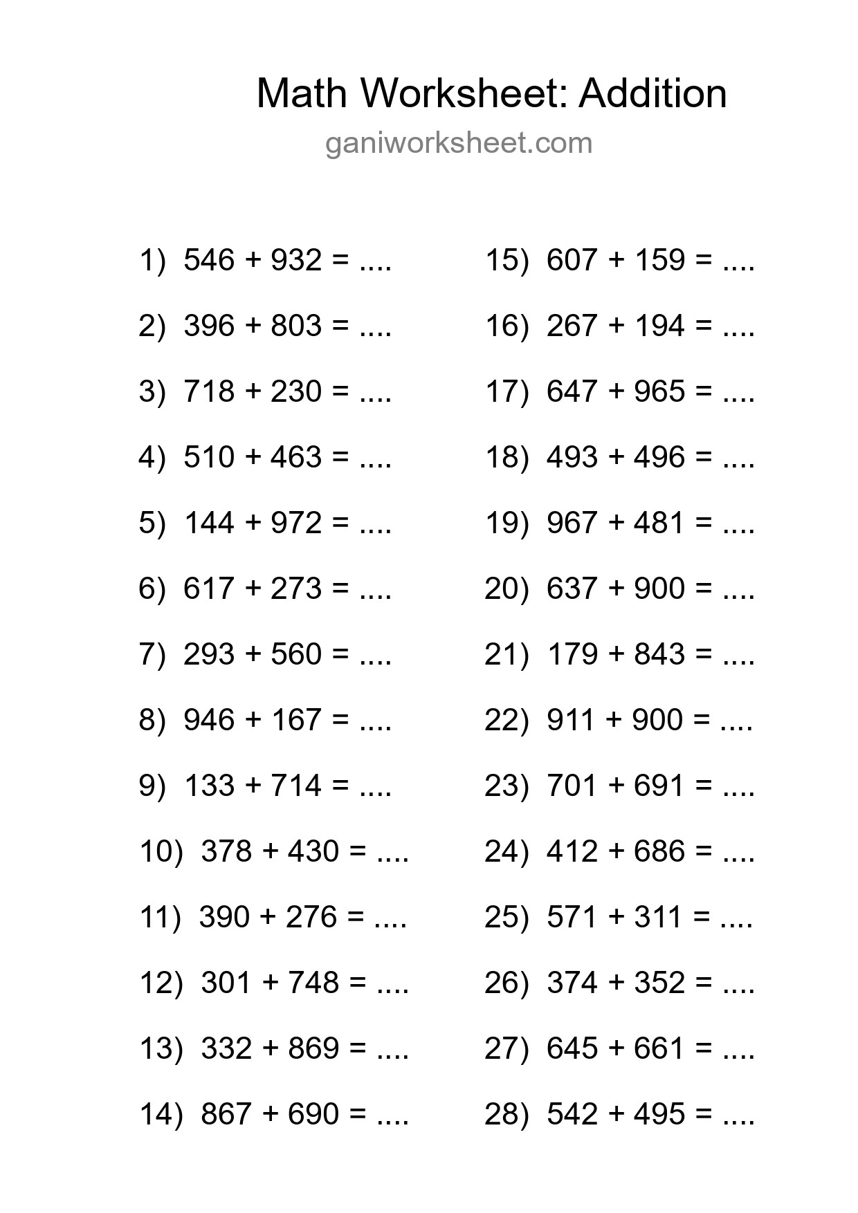 Free 28 Addition Math Worksheet For Grade 5 With Answers - Part 901