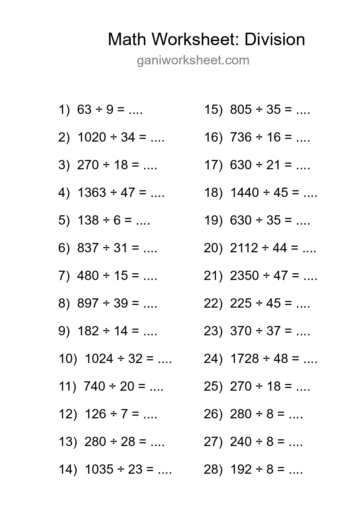 Free 28 Division Math Worksheet For Grade 2 - Part 1914