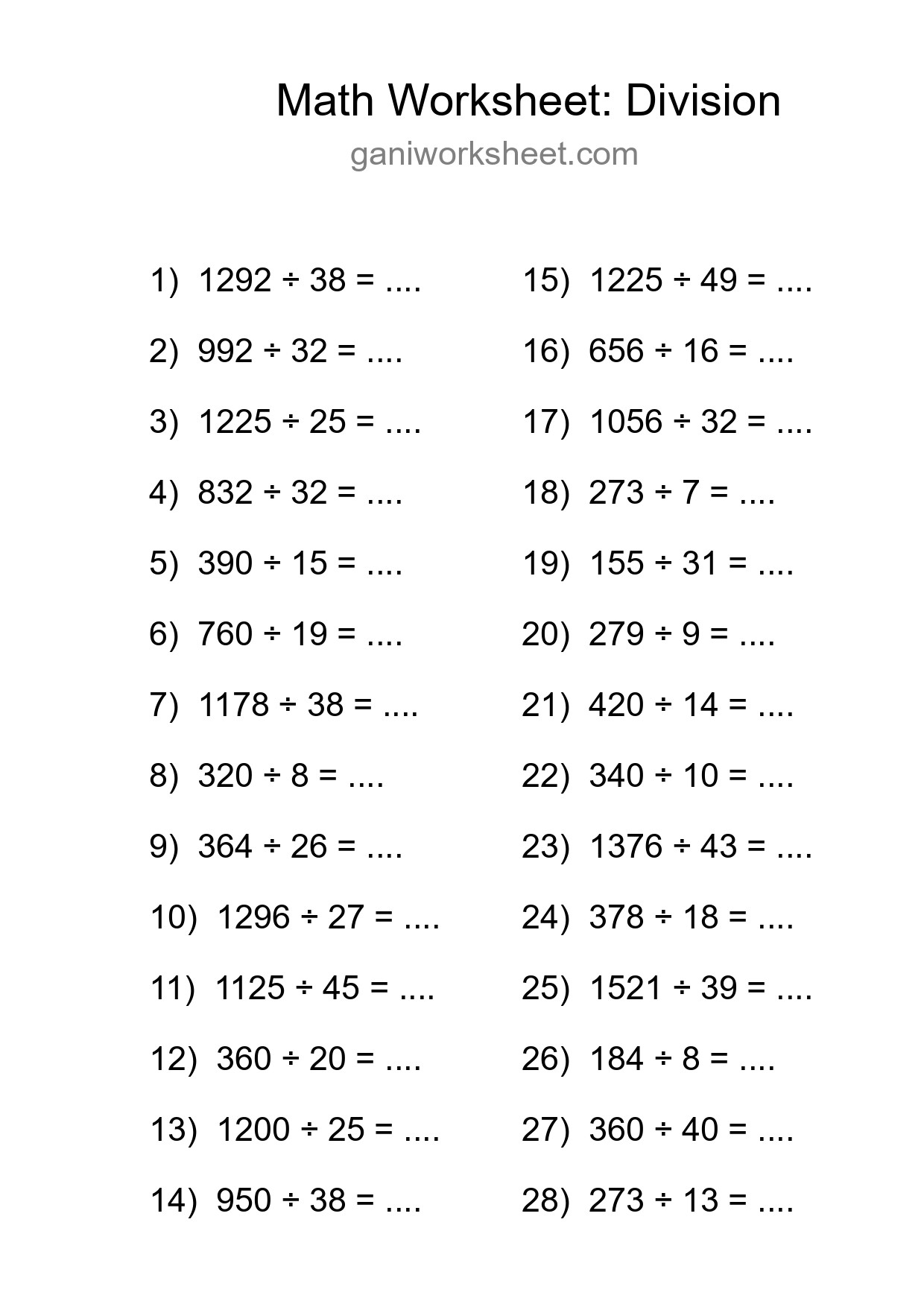 Free 28 Division Math Worksheet For Grade 2 With Answers - Part 784