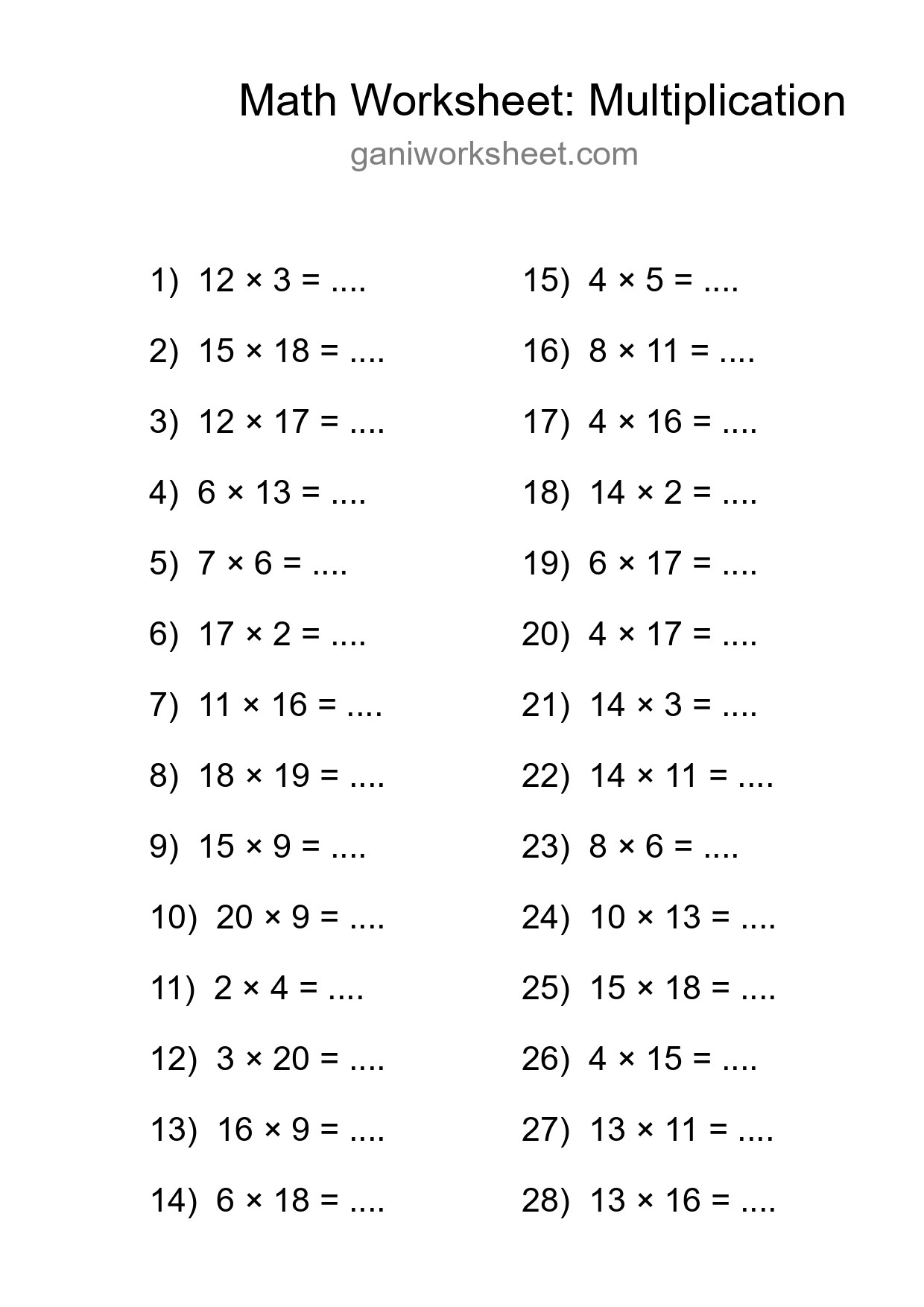 Free 28 Multiplication Math Worksheet For Grade 2 - Part 247