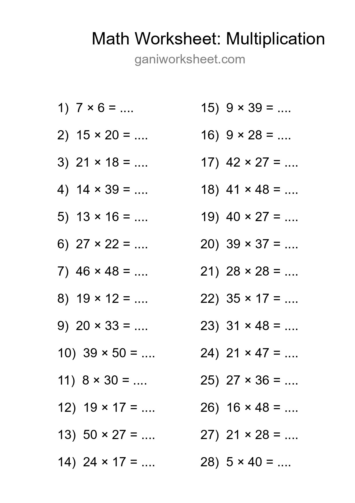 Free 28 Multiplication Math Worksheet For Grade 2 With Answers - Part 1397
