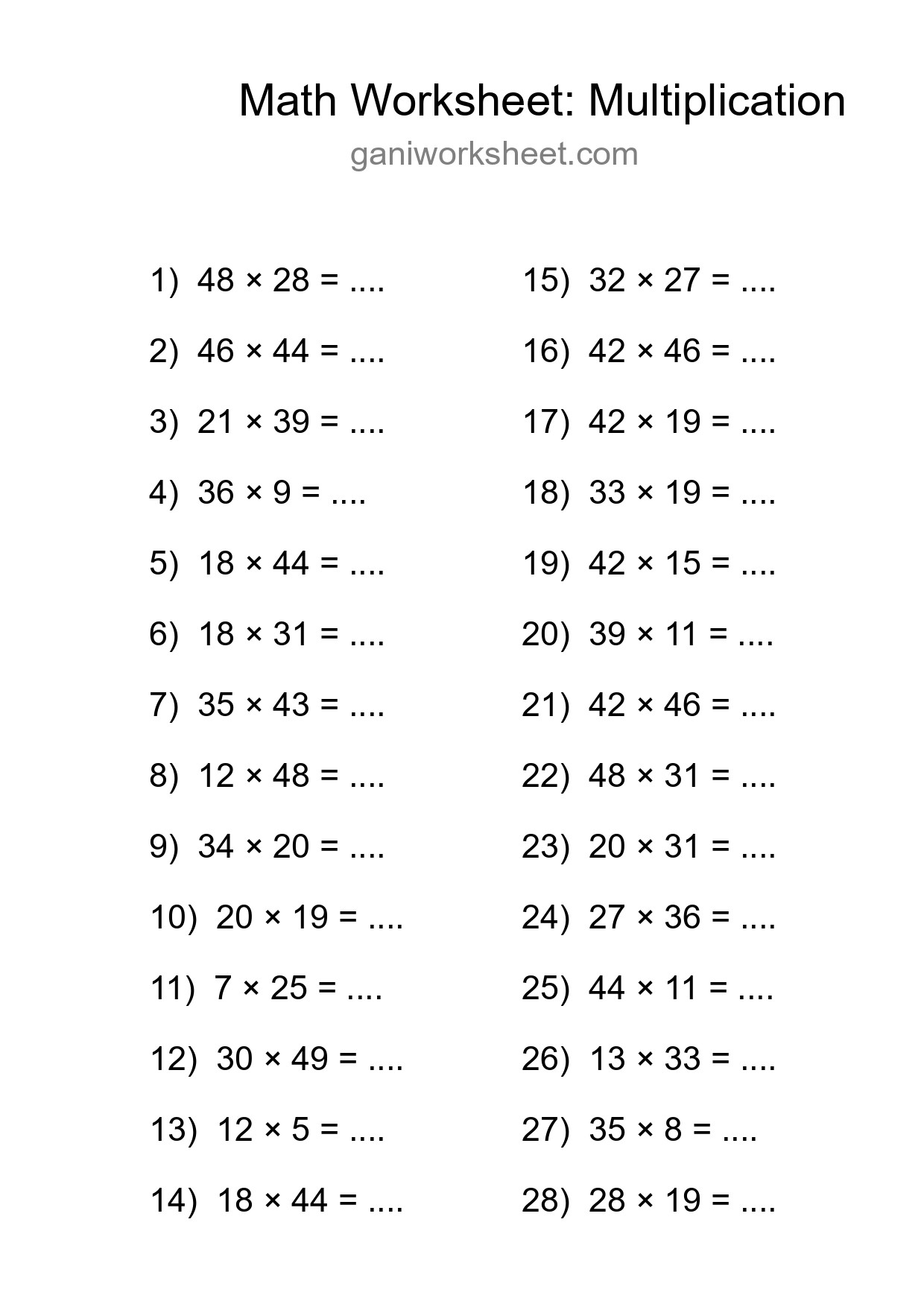Free 28 Multiplication Math Worksheet For Grade 2 With Answers - Part 787