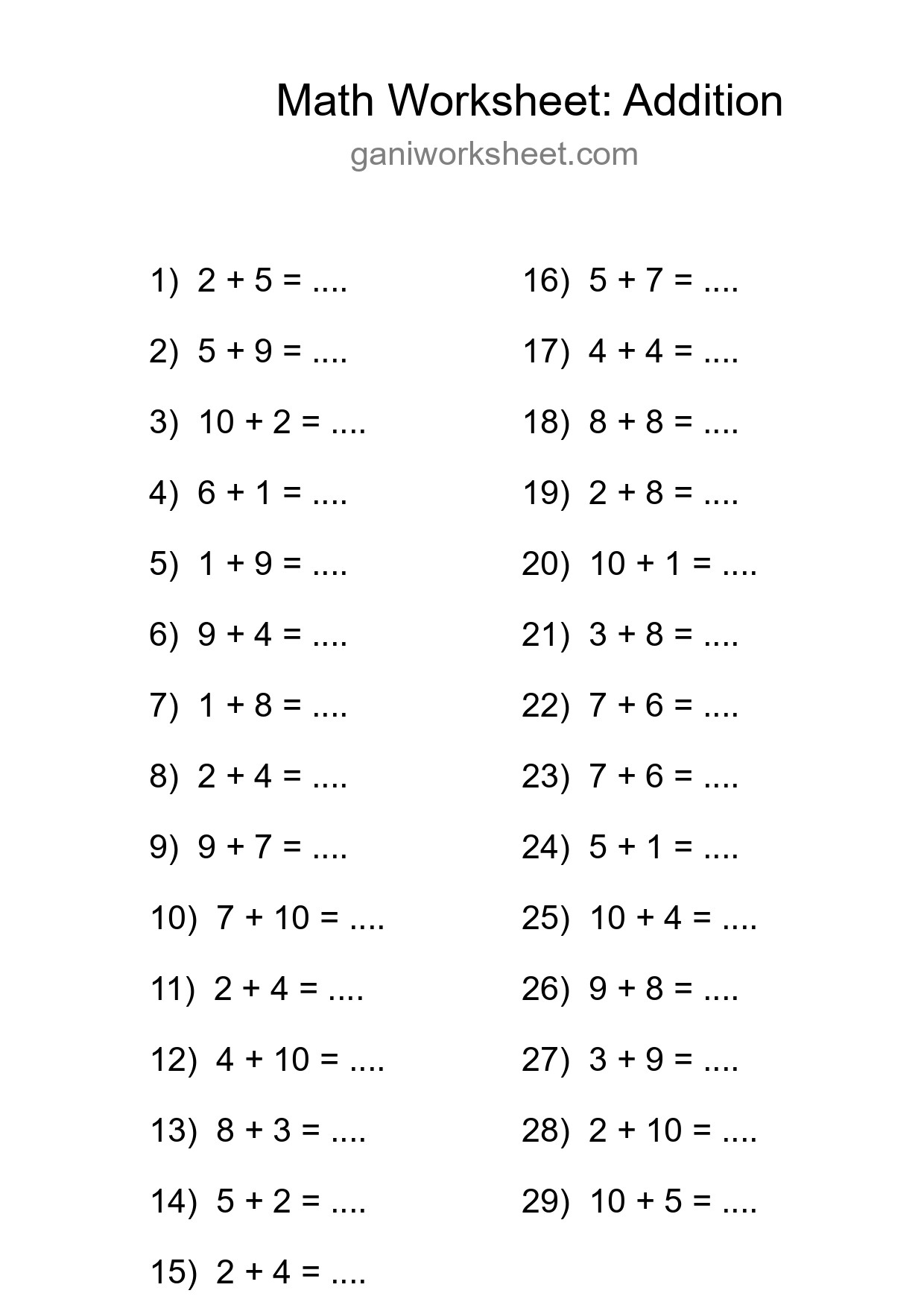 Free 29 Addition Math Worksheet For Grade 1 - Part 1481