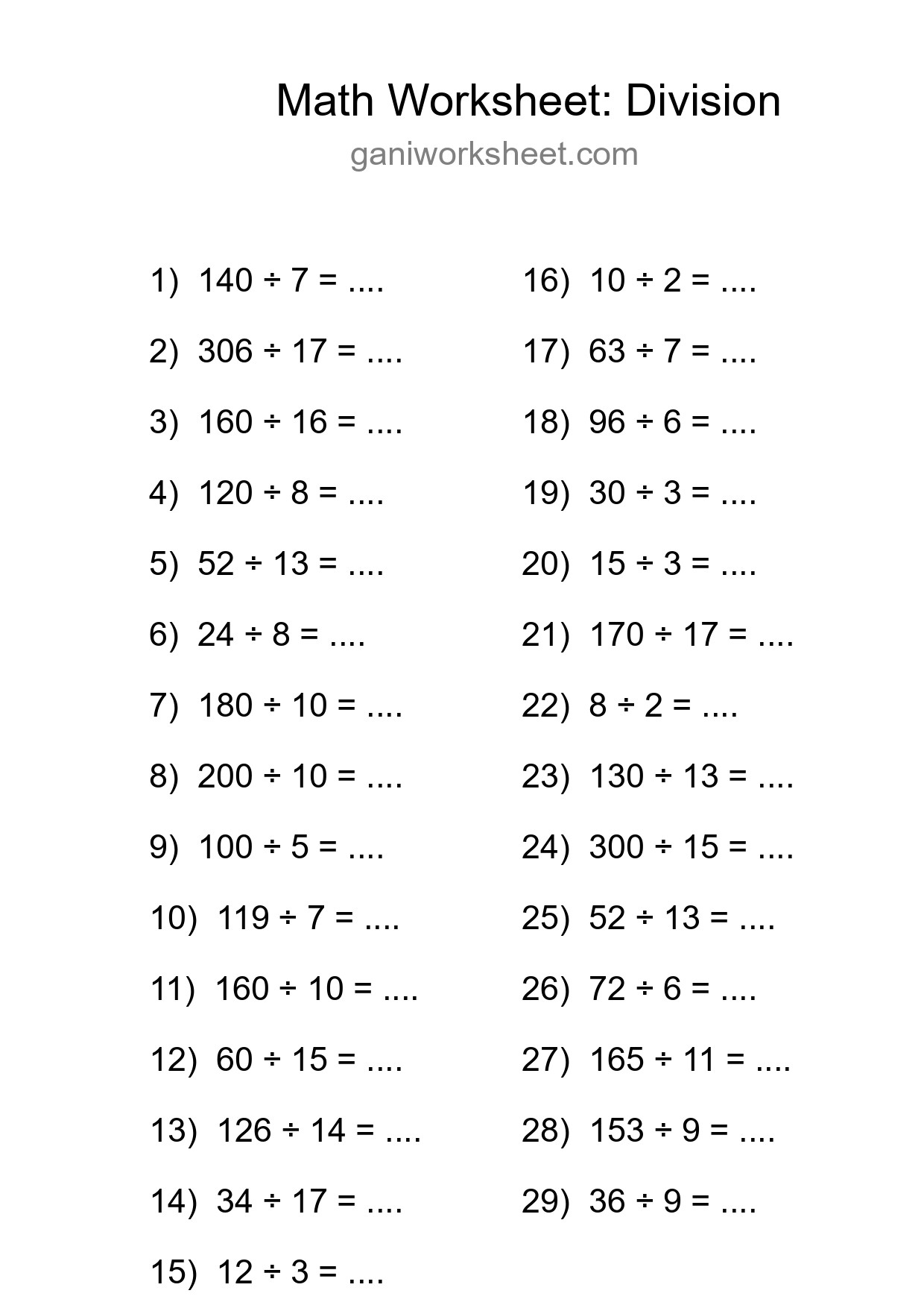 Free 29 Division Math Worksheet For Grade 2 - Part 1334