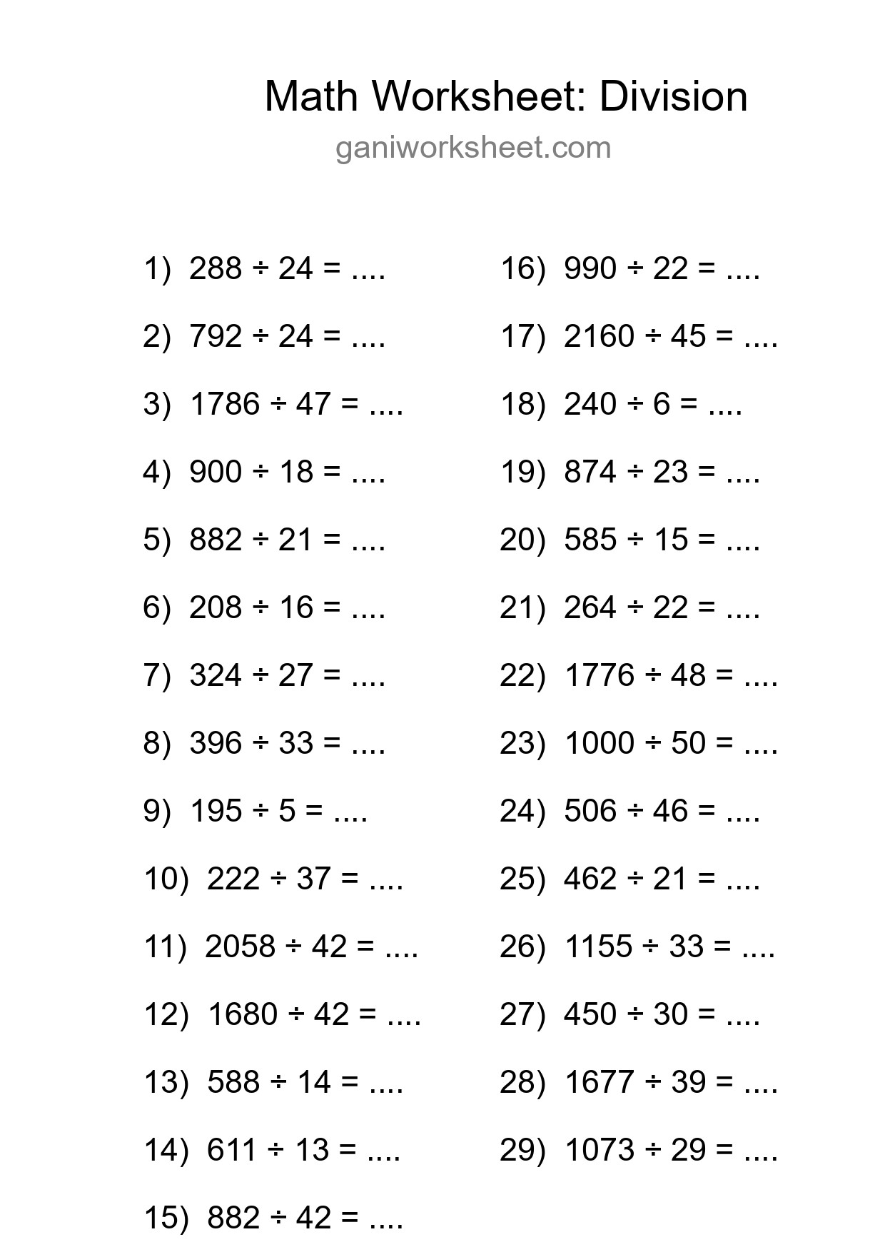 Free 29 Division Math Worksheet For Grade 2 - Part 614