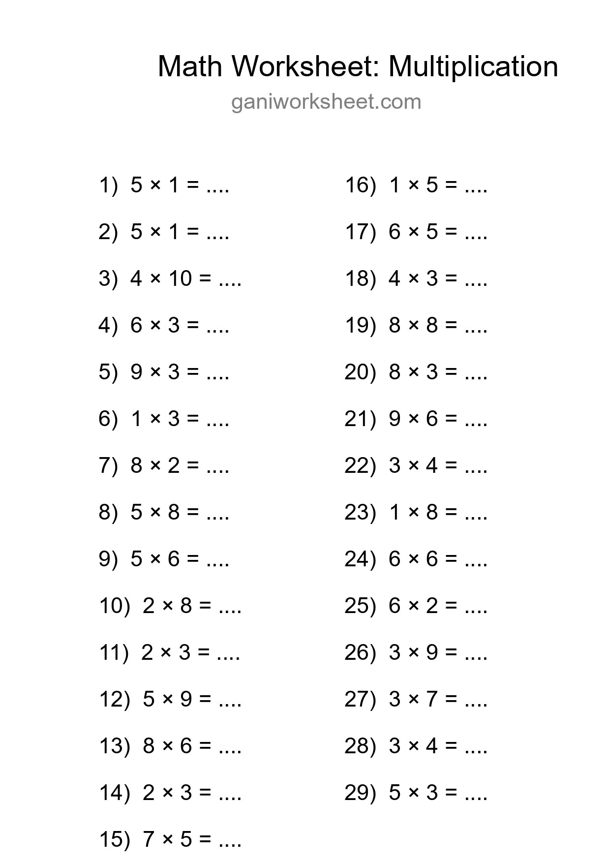 Free 29 Multiplication Math Worksheet For Grade 1 - Part 1677