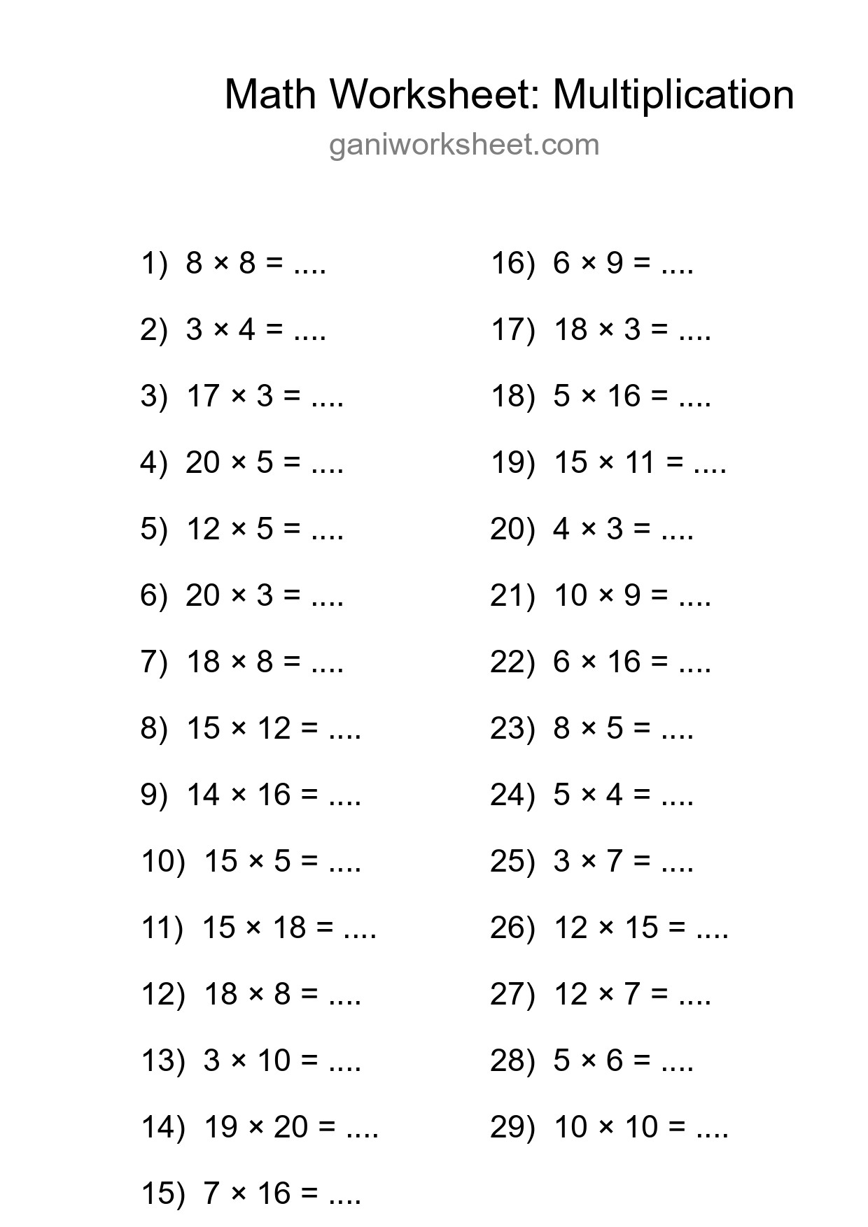 Free 29 Multiplication Math Worksheet For Grade 2 - Part 1737