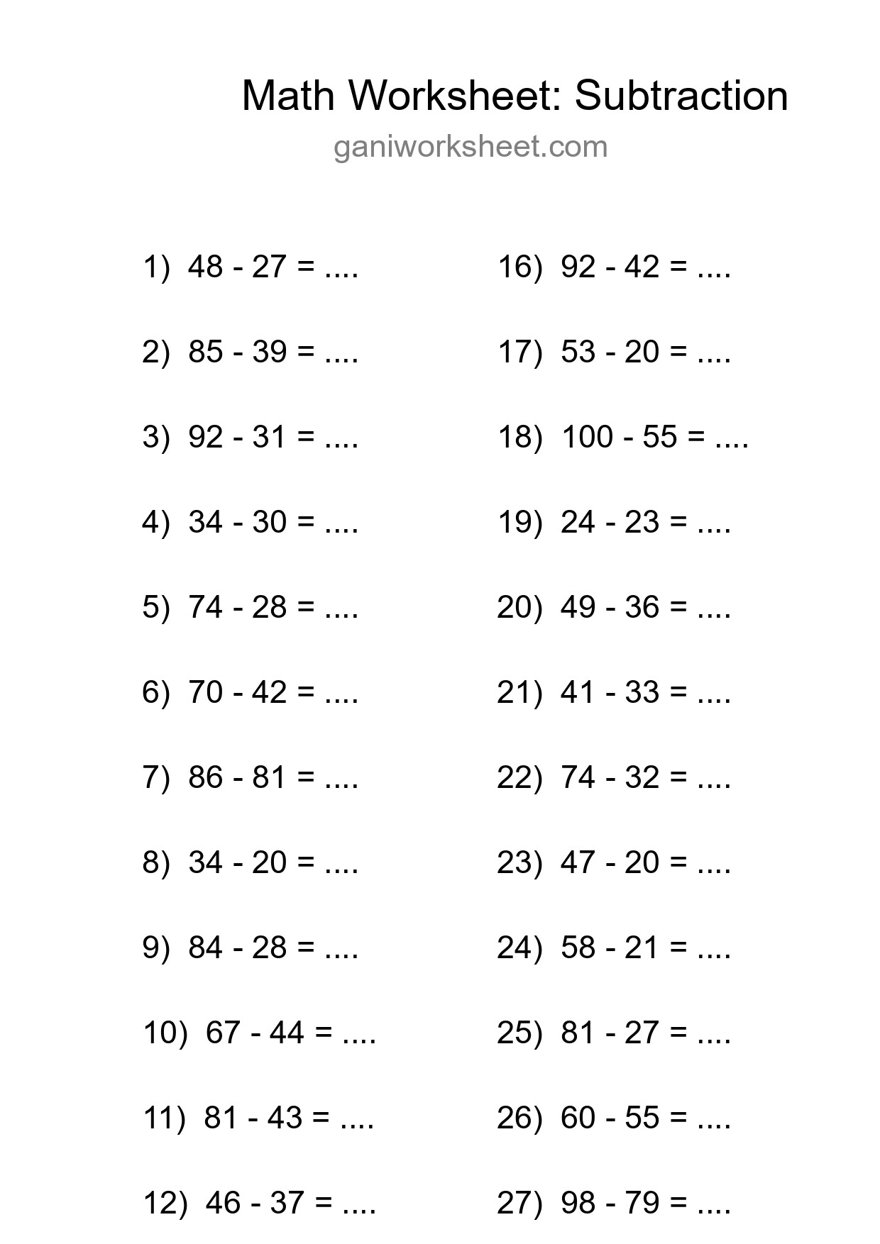 Free 29 Subtraction Math Worksheet For Grade 3 - Part 178