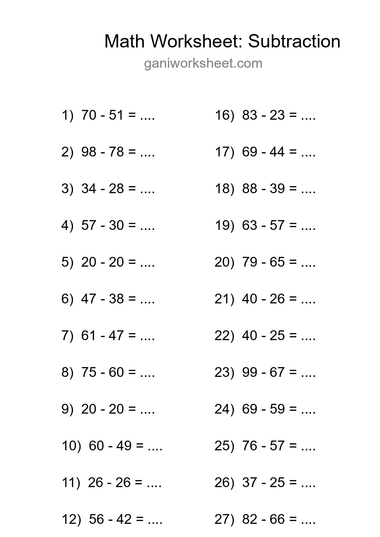 Free 29 Subtraction Math Worksheet For Grade 3 With Answers - Part 458