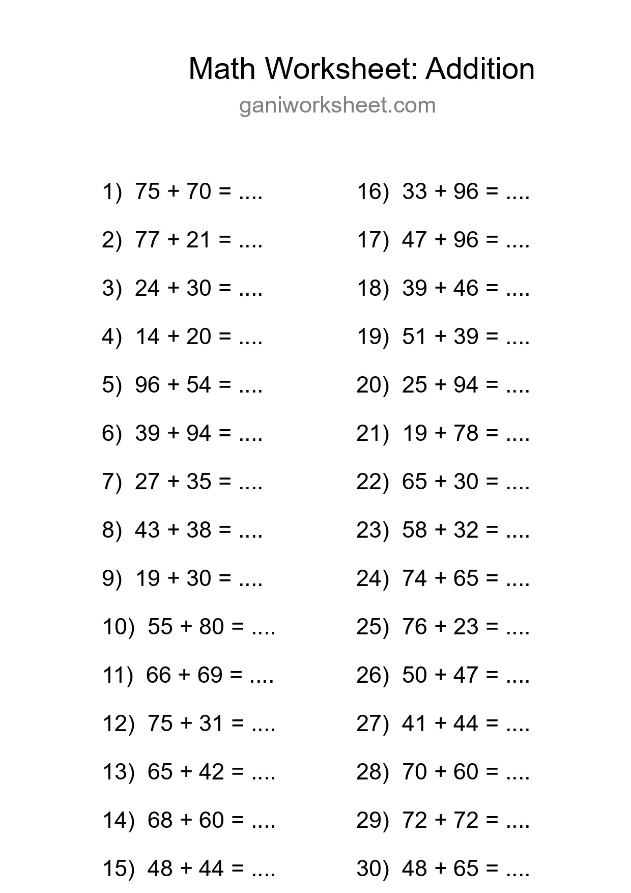 Free 30 Addition Math Worksheet For Grade 3 - Part 531
