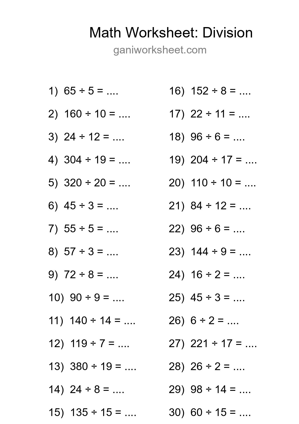 Free 30 Division Math Worksheet For Grade 2 - Part 1204