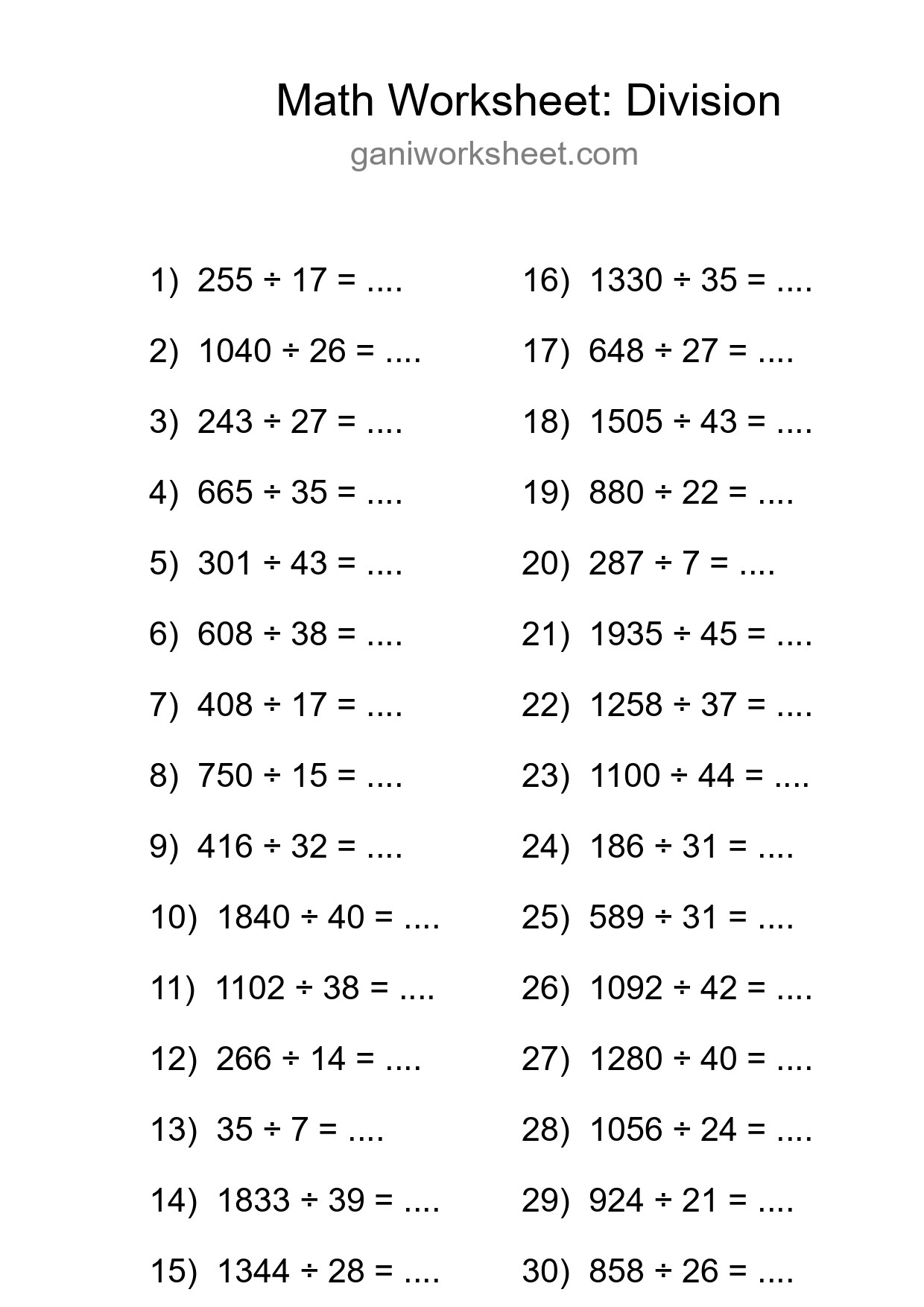 Free 30 Division Math Worksheet For Grade 2 With Answers - Part 414