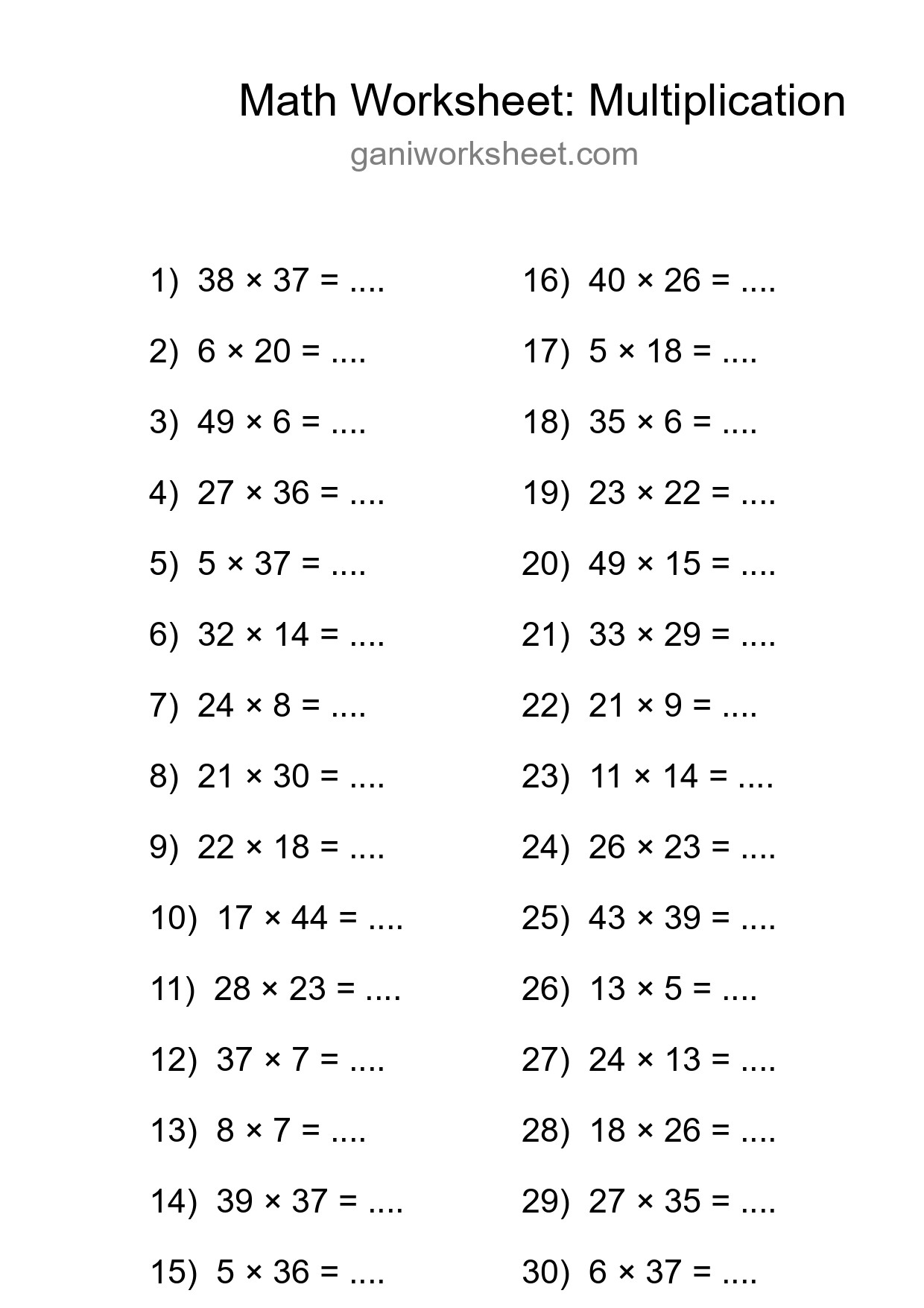 Free 30 Multiplication Math Worksheet For Grade 2 - Part 147