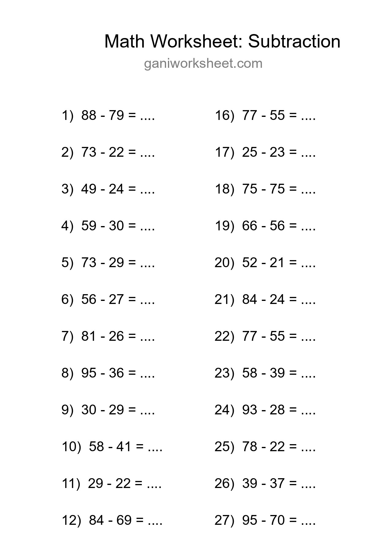 Free 30 Subtraction Math Worksheet For Grade 3 - Part 1188