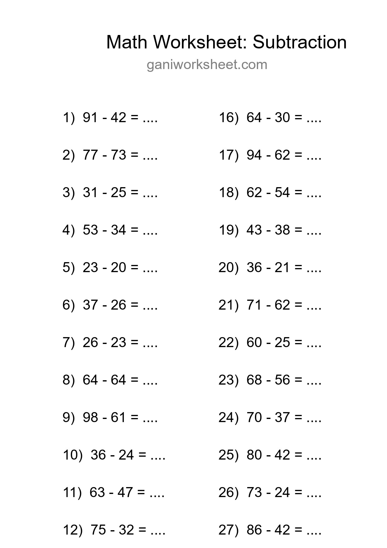 Free 30 Subtraction Math Worksheet For Grade 3 - Part 988