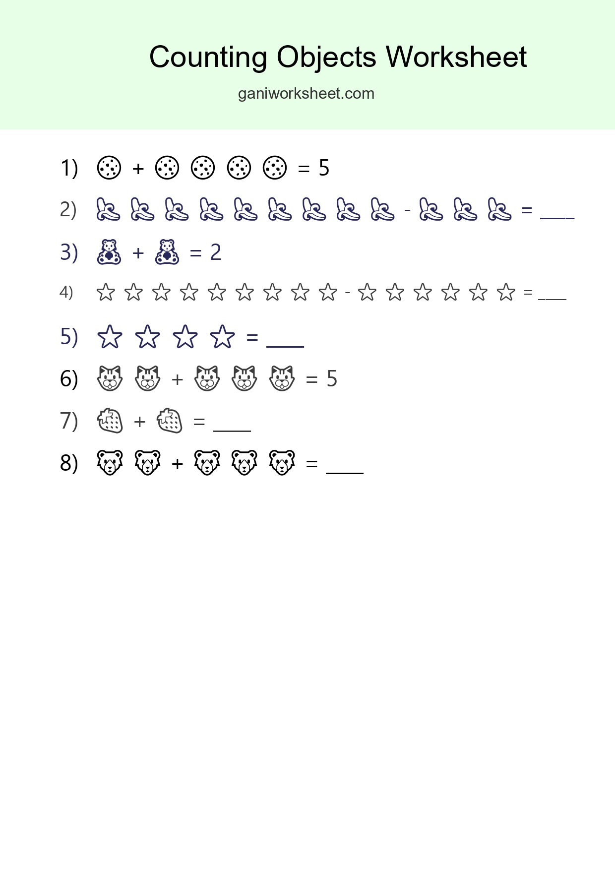 Free Counting Objects Worksheet For Kindergarten - Part 1003