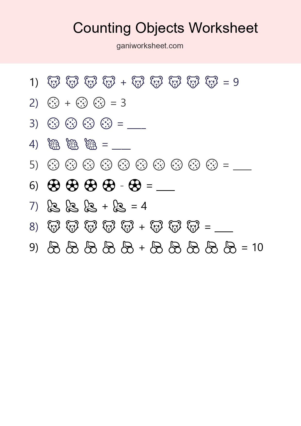 Free Counting Objects Worksheet For Kindergarten - Part 1223