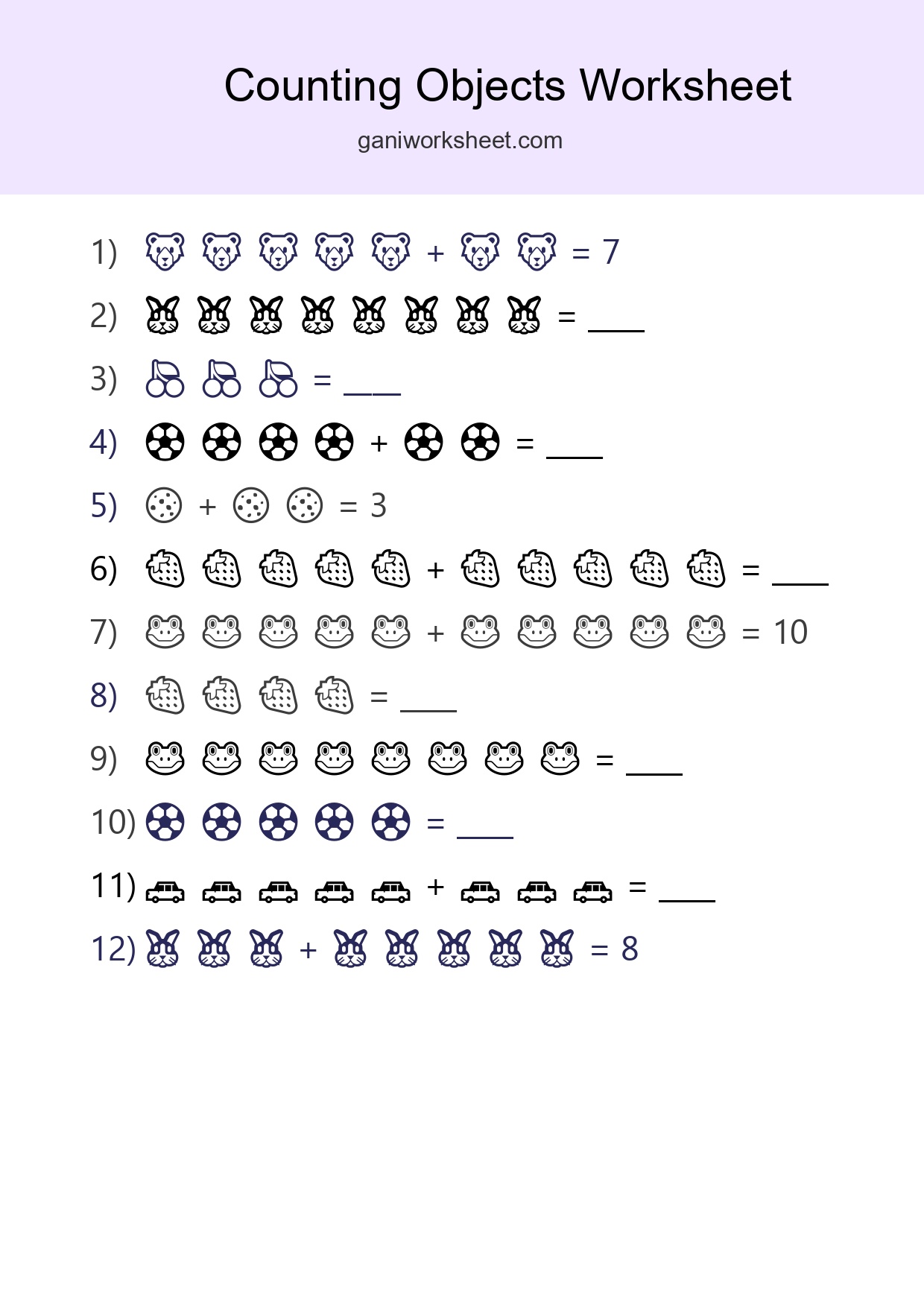 Free Counting Objects Worksheet For Kindergarten - Part 1233