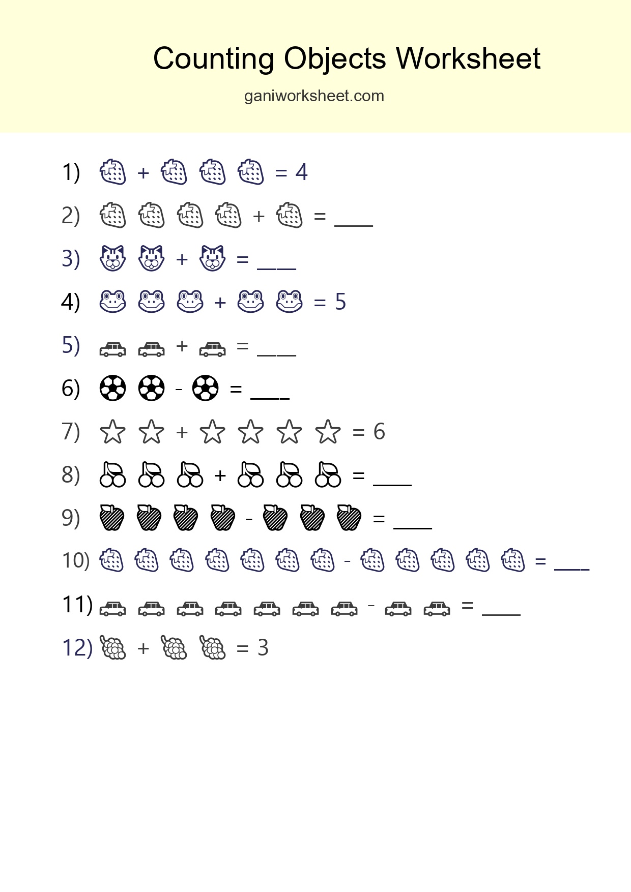 Free Counting Objects Worksheet For Kindergarten - Part 1243