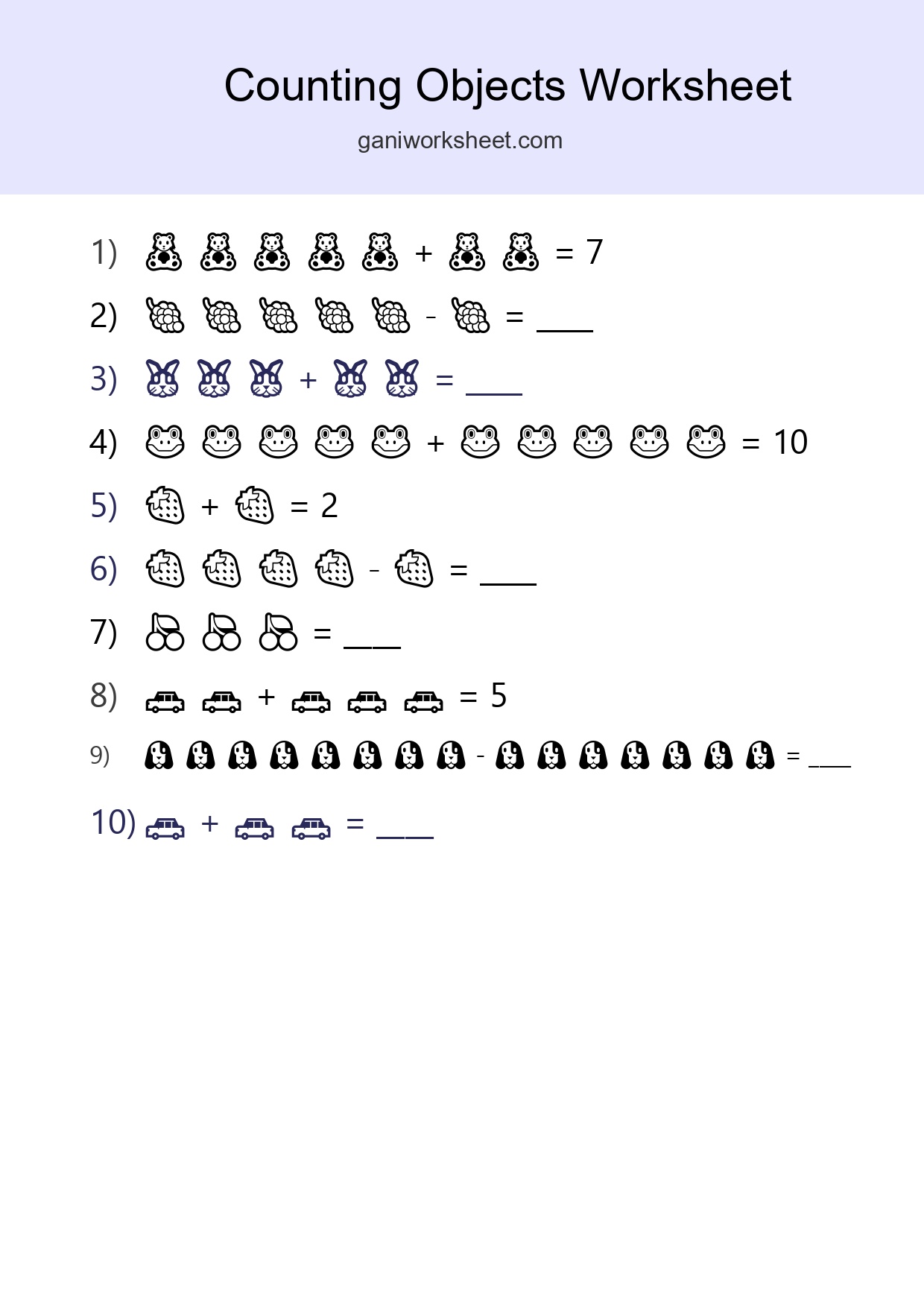 Free Counting Objects Worksheet For Kindergarten - Part 1353