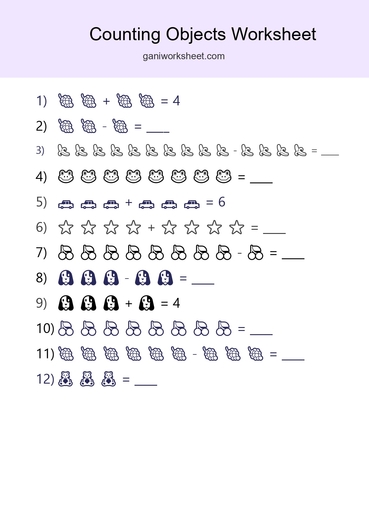 Free Counting Objects Worksheet For Kindergarten - Part 1463