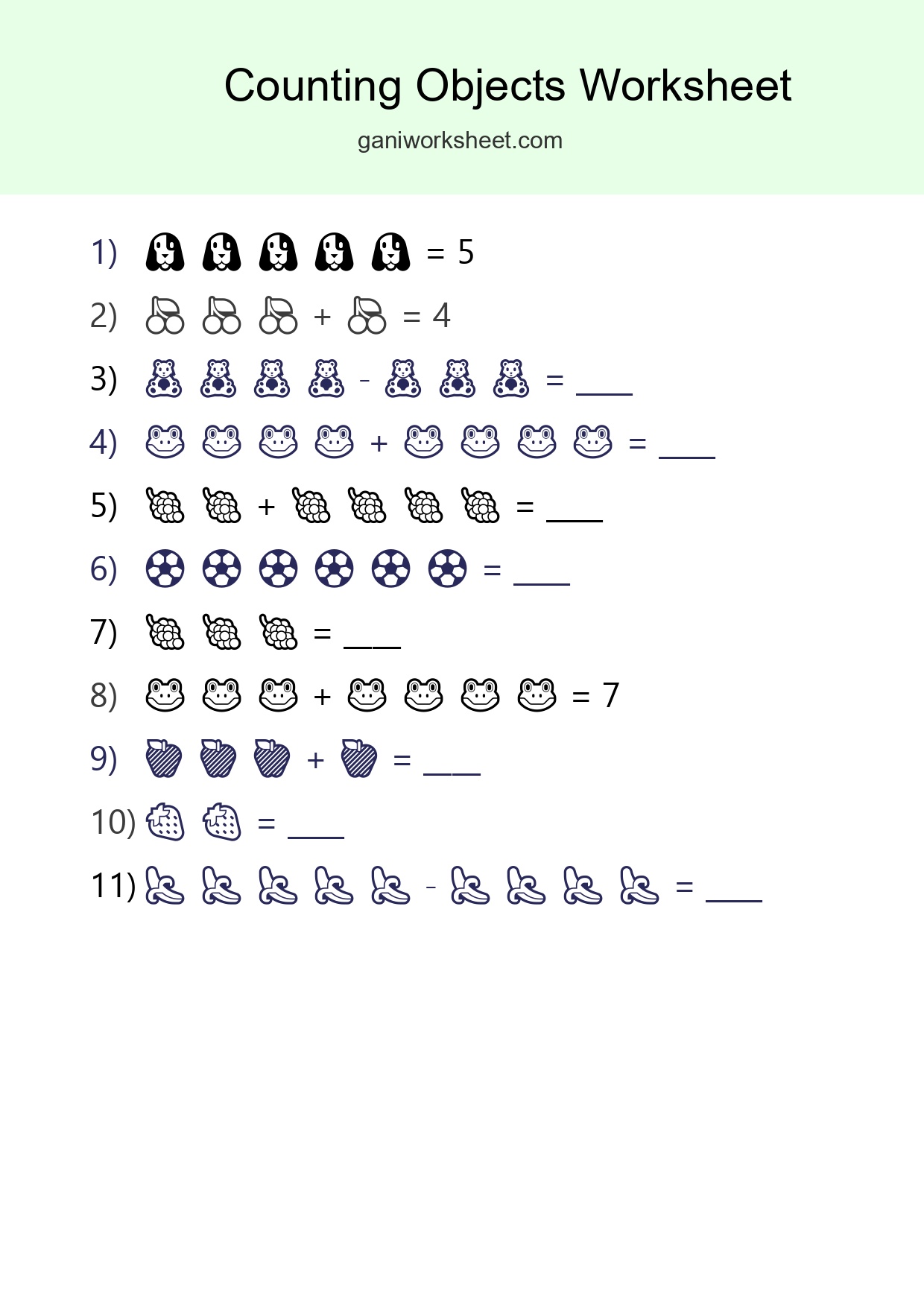 Free Counting Objects Worksheet For Kindergarten - Part 1543