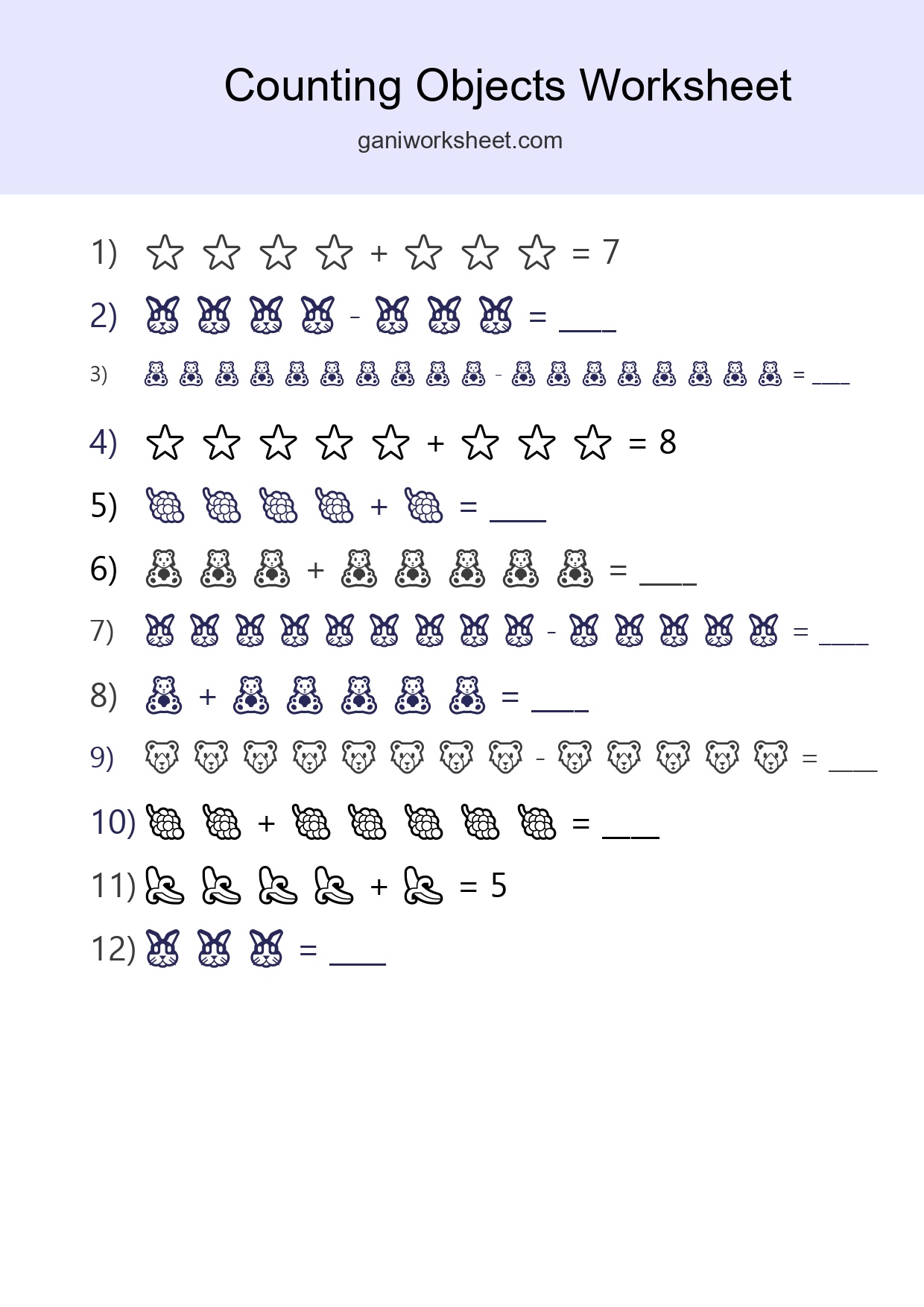 Free Counting Objects Worksheet For Kindergarten - Part 1623