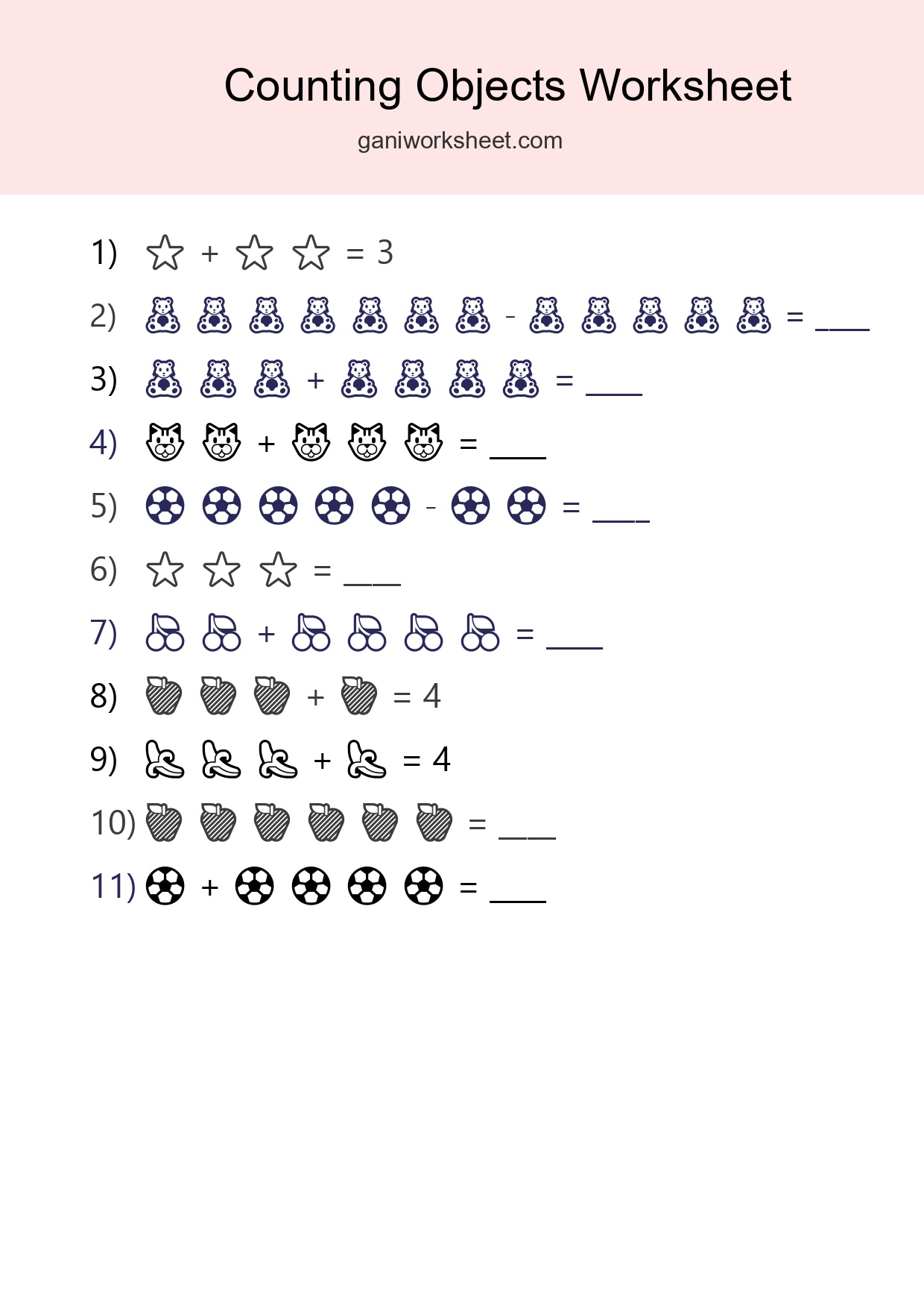Free Counting Objects Worksheet For Kindergarten - Part 1893